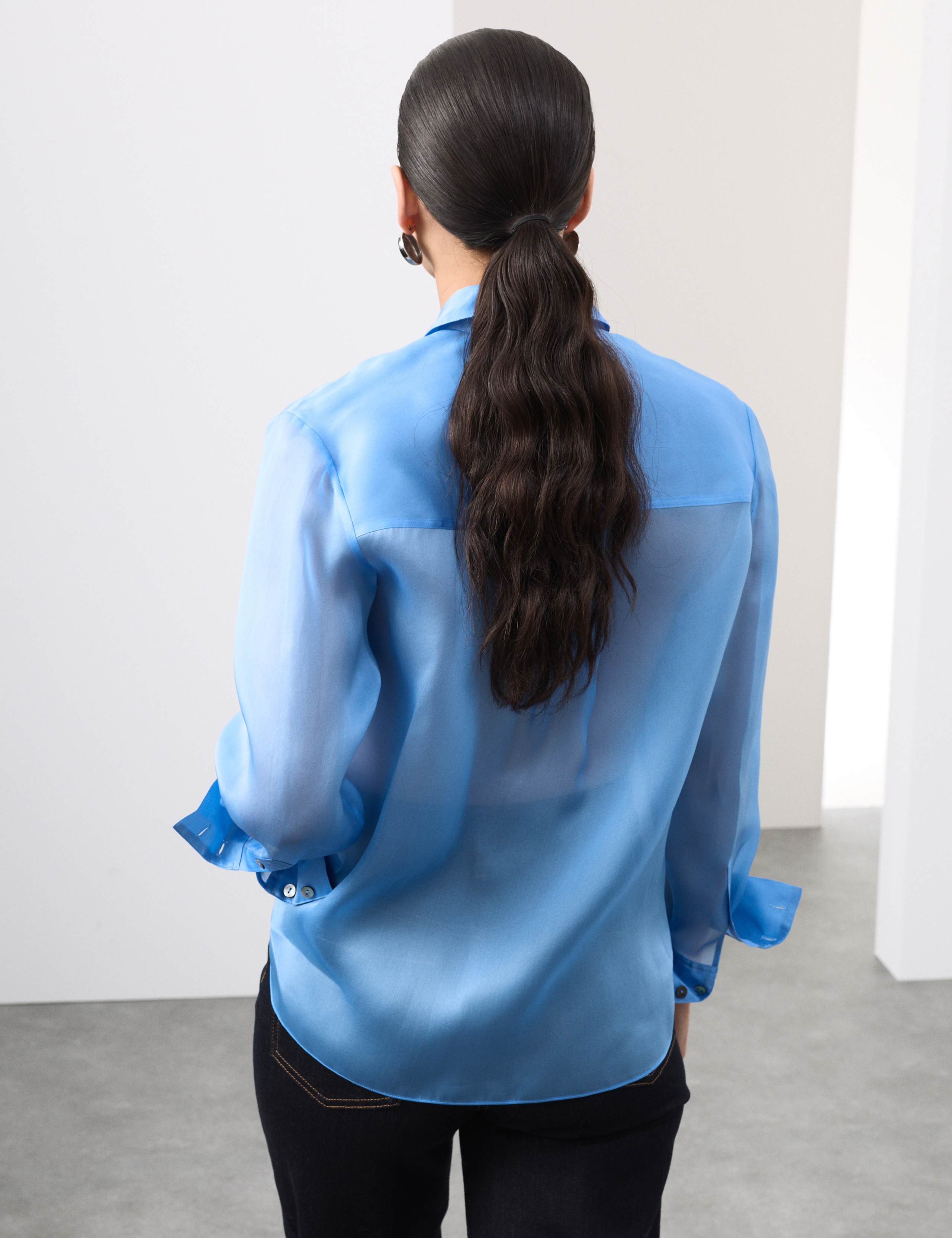 Pure Silk Organza Relaxed Utility Shirt 5 of 7