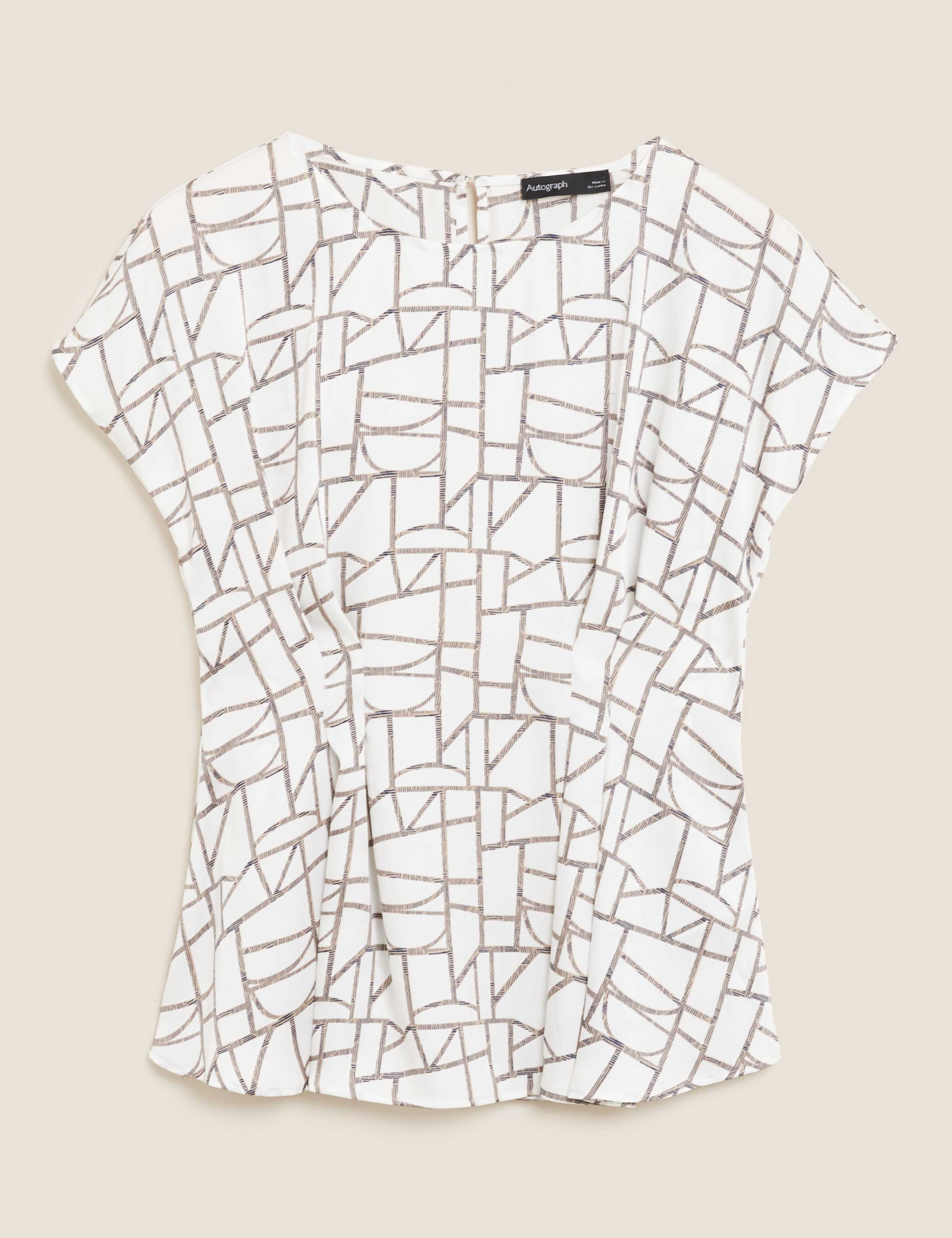 Printed Pleated Shell Top 1 of 2