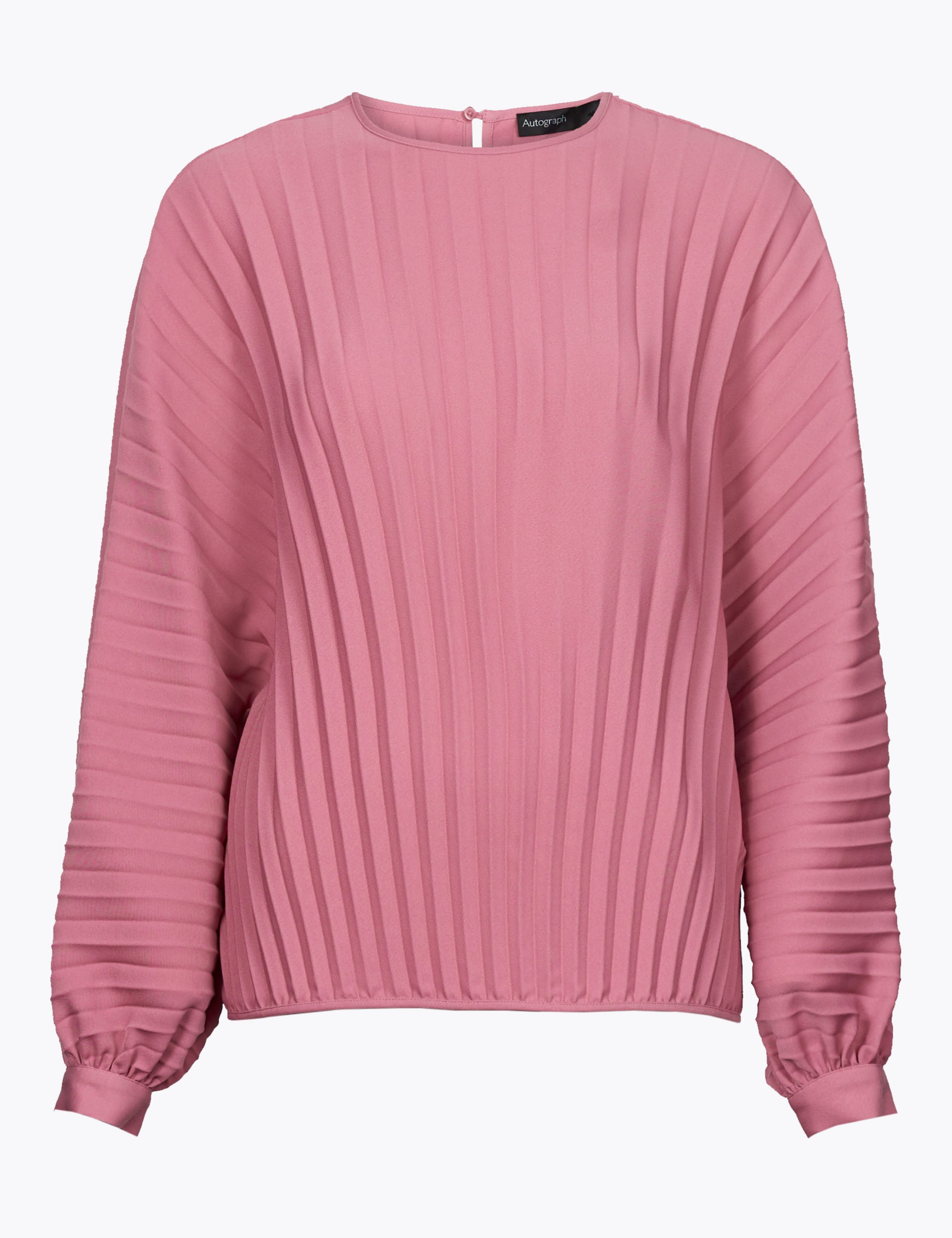 Pleated Long Sleeve Shell Top 1 of 1