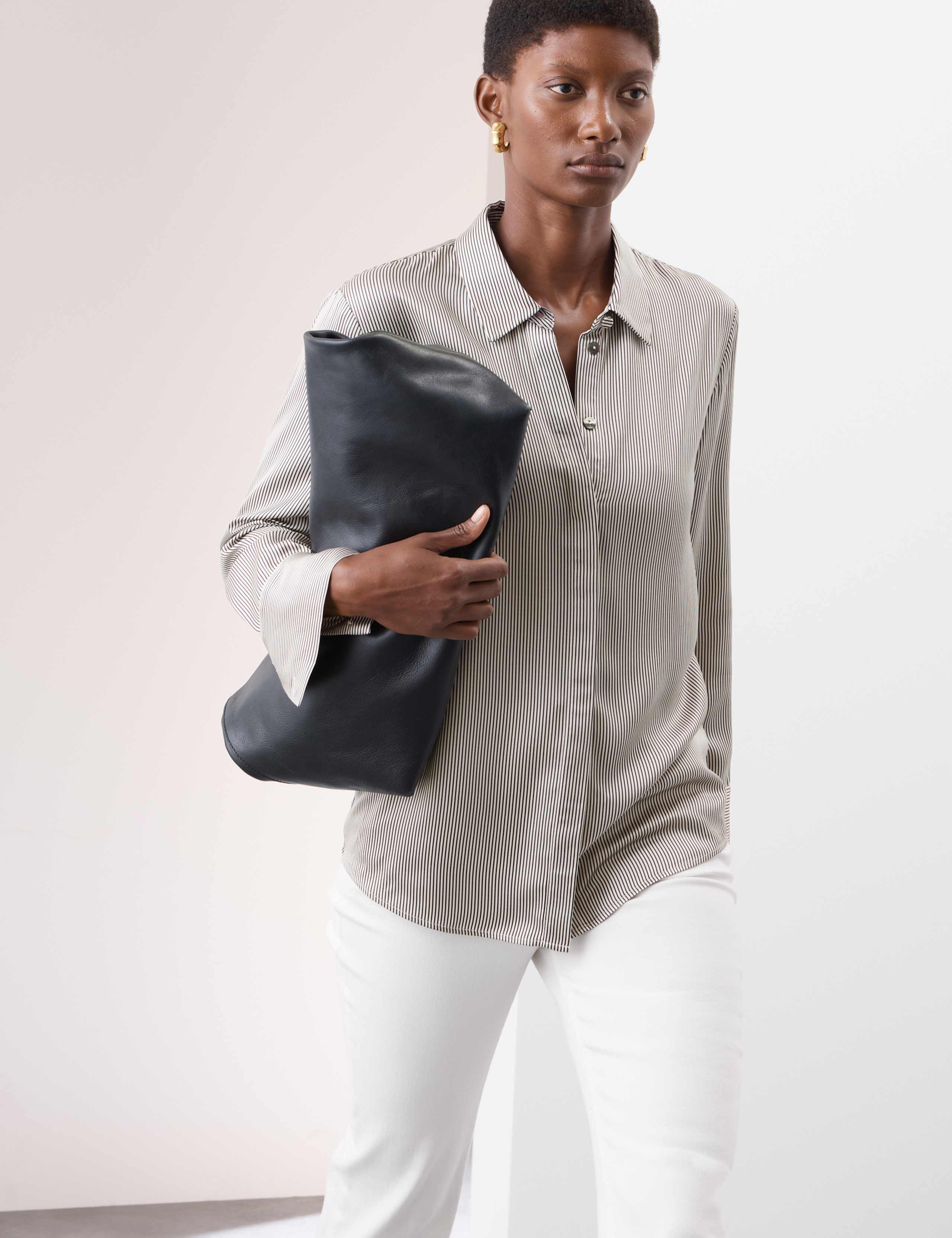 Modal Blend Satin Striped Shirt 3 of 5