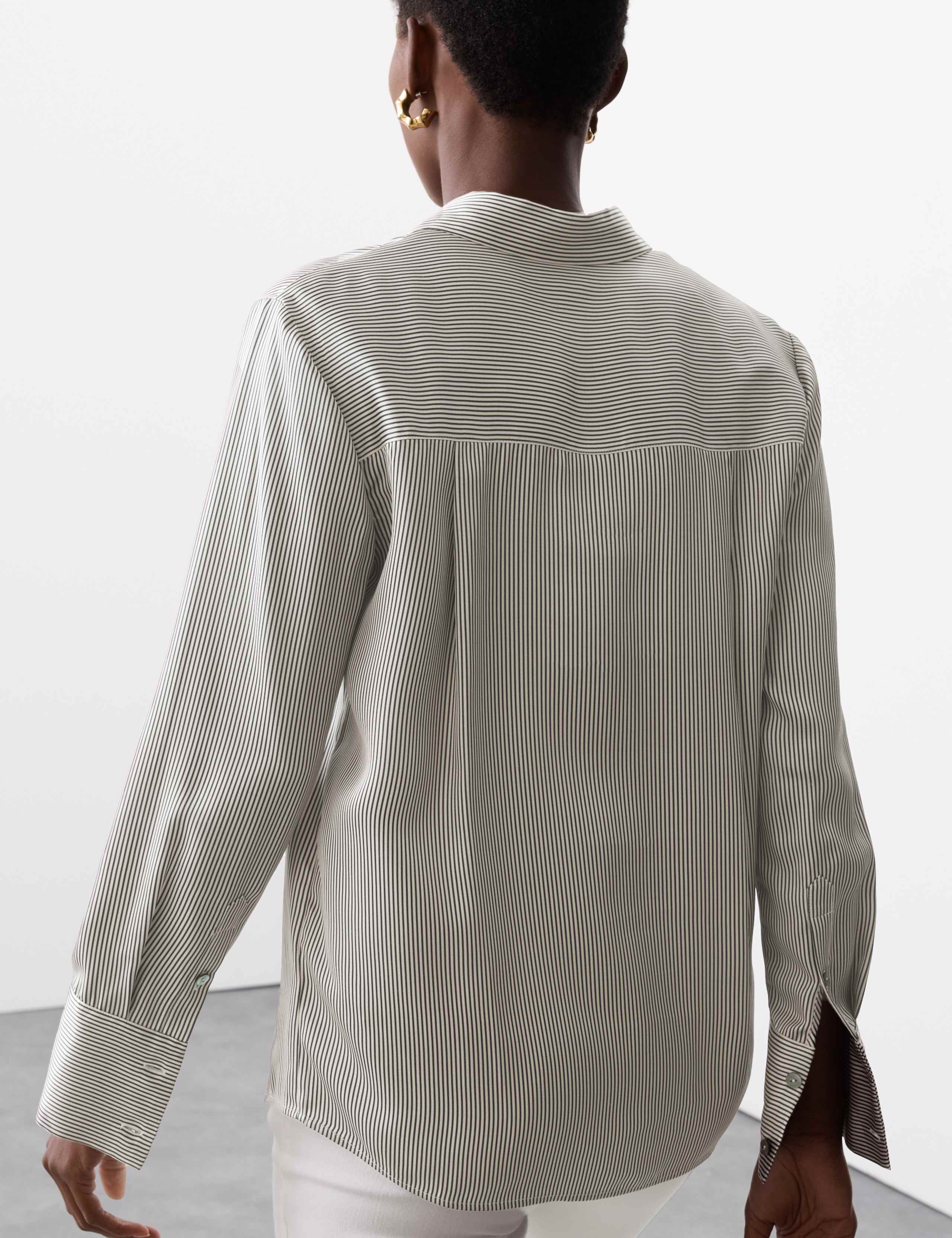 Modal Blend Satin Striped Shirt 4 of 5