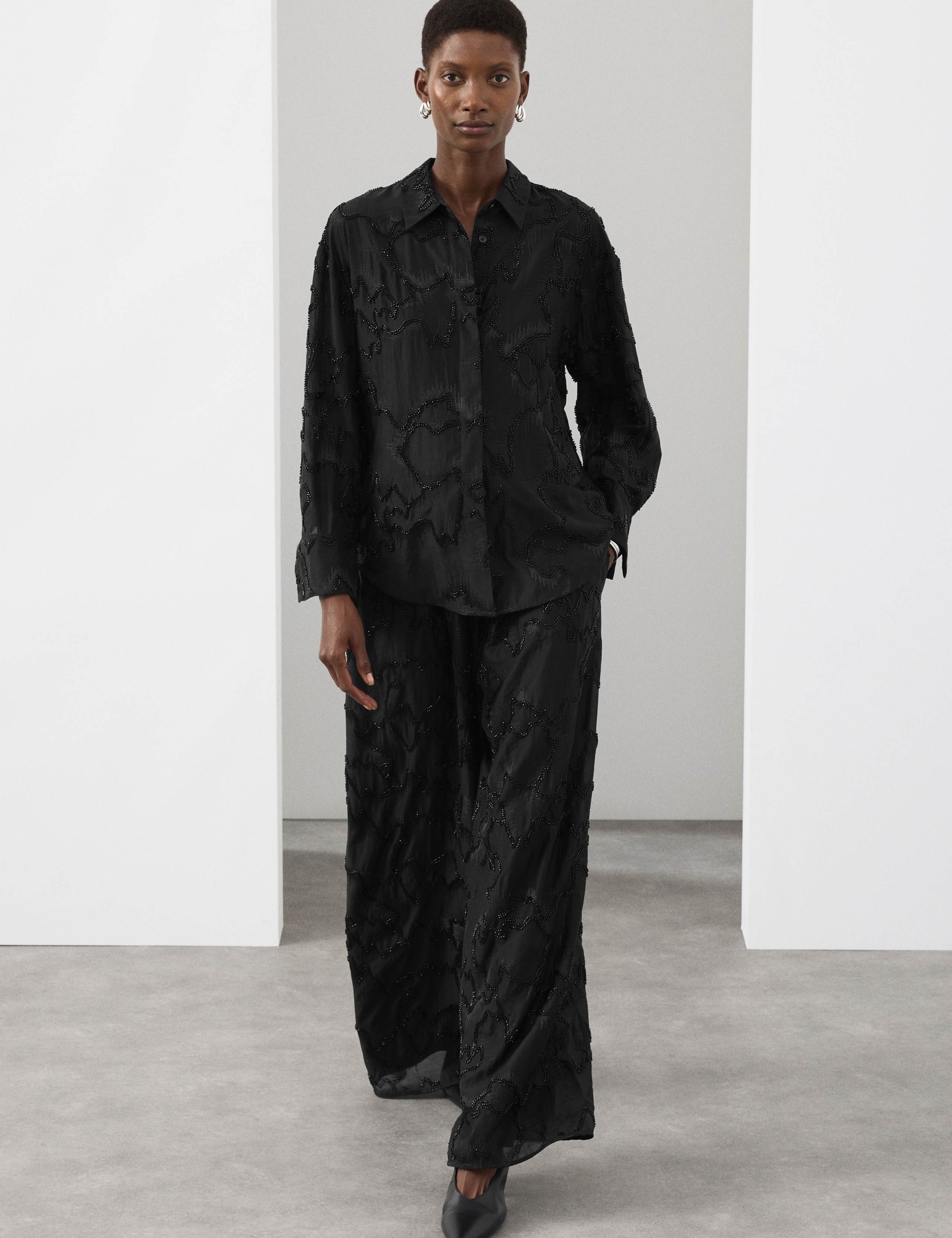 Lyocell Rich Beaded Collared Shirt 3 of 6