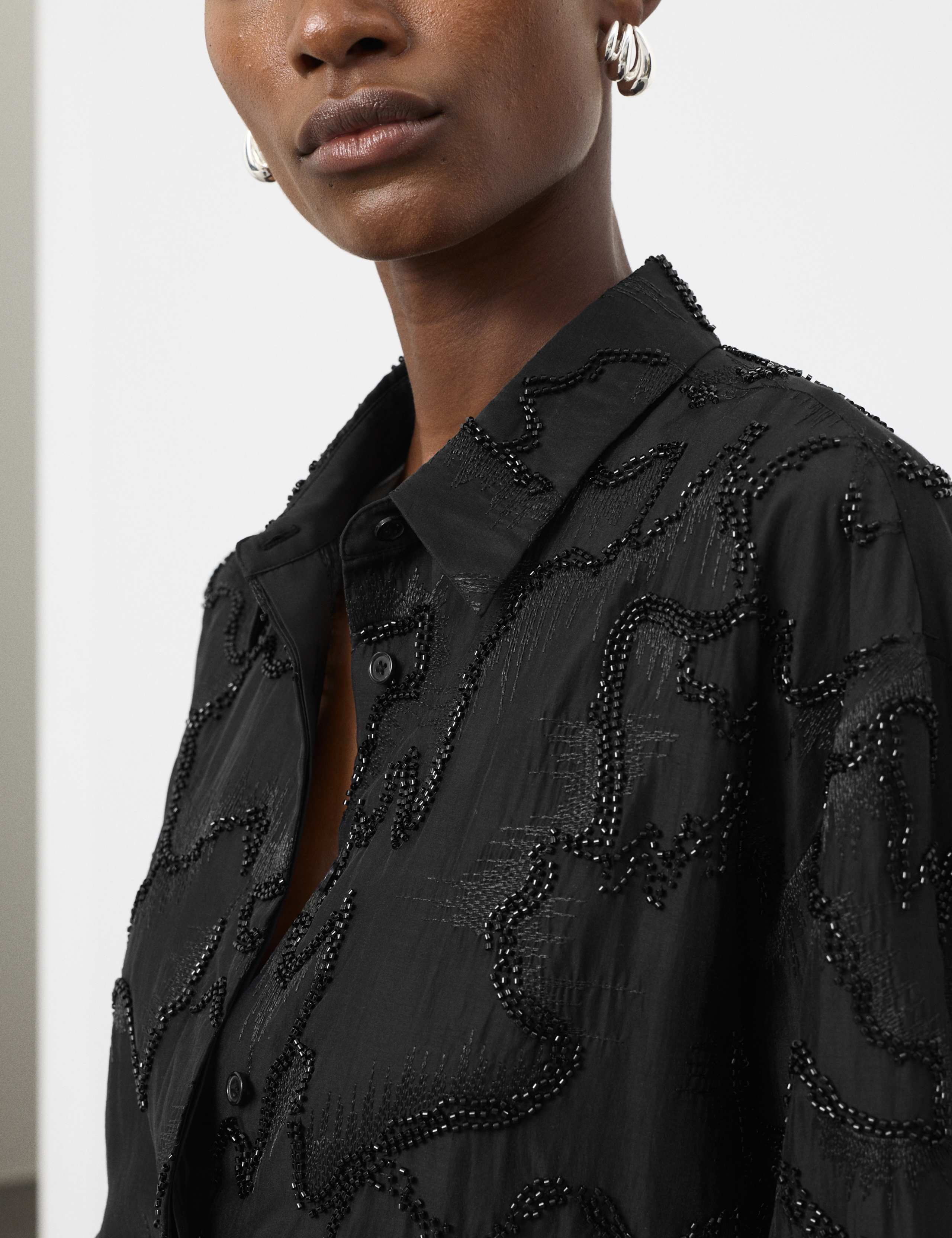 Lyocell Rich Beaded Collared Shirt 5 of 6