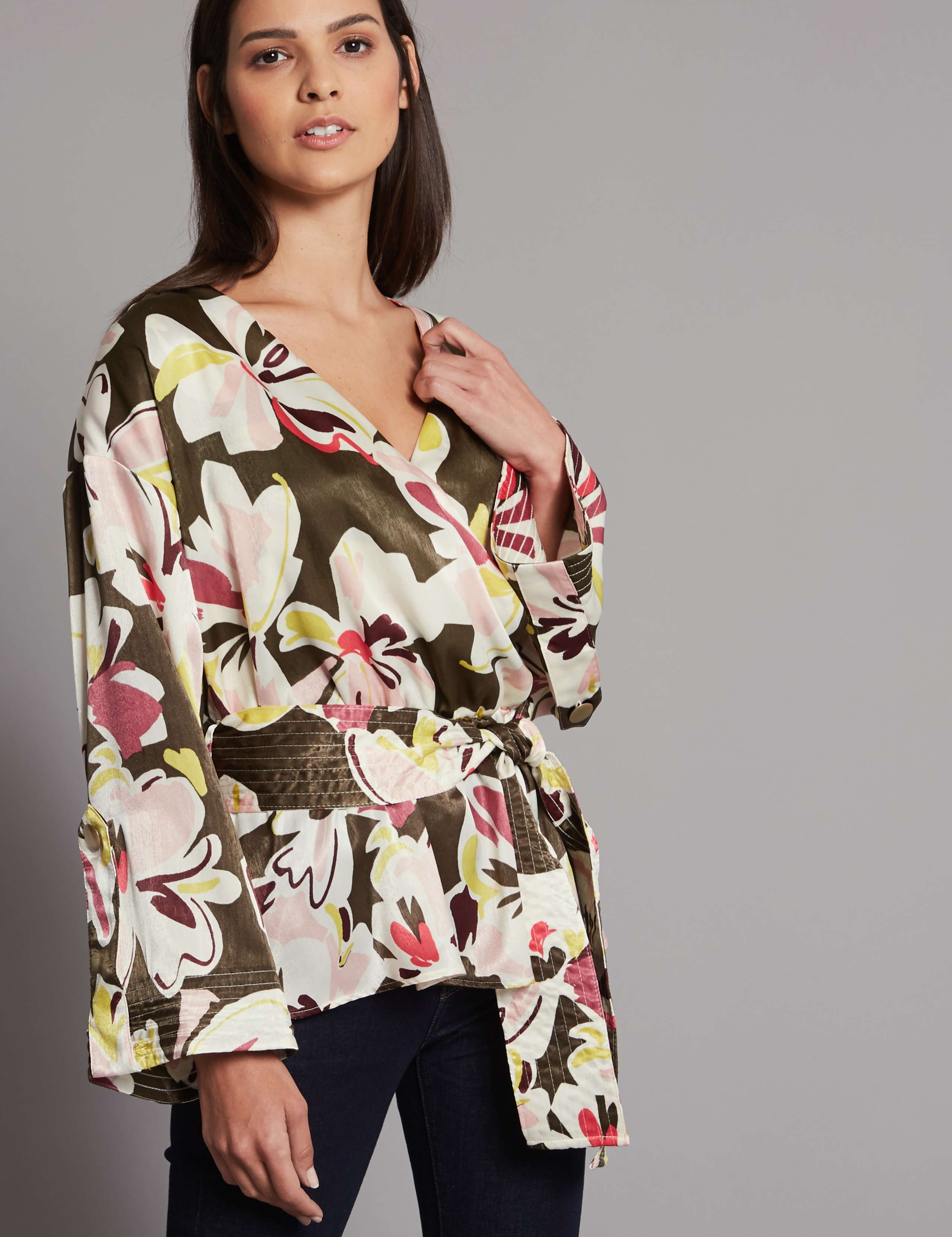 Floral Print V-Neck Long Sleeve Blouse 1 of 3