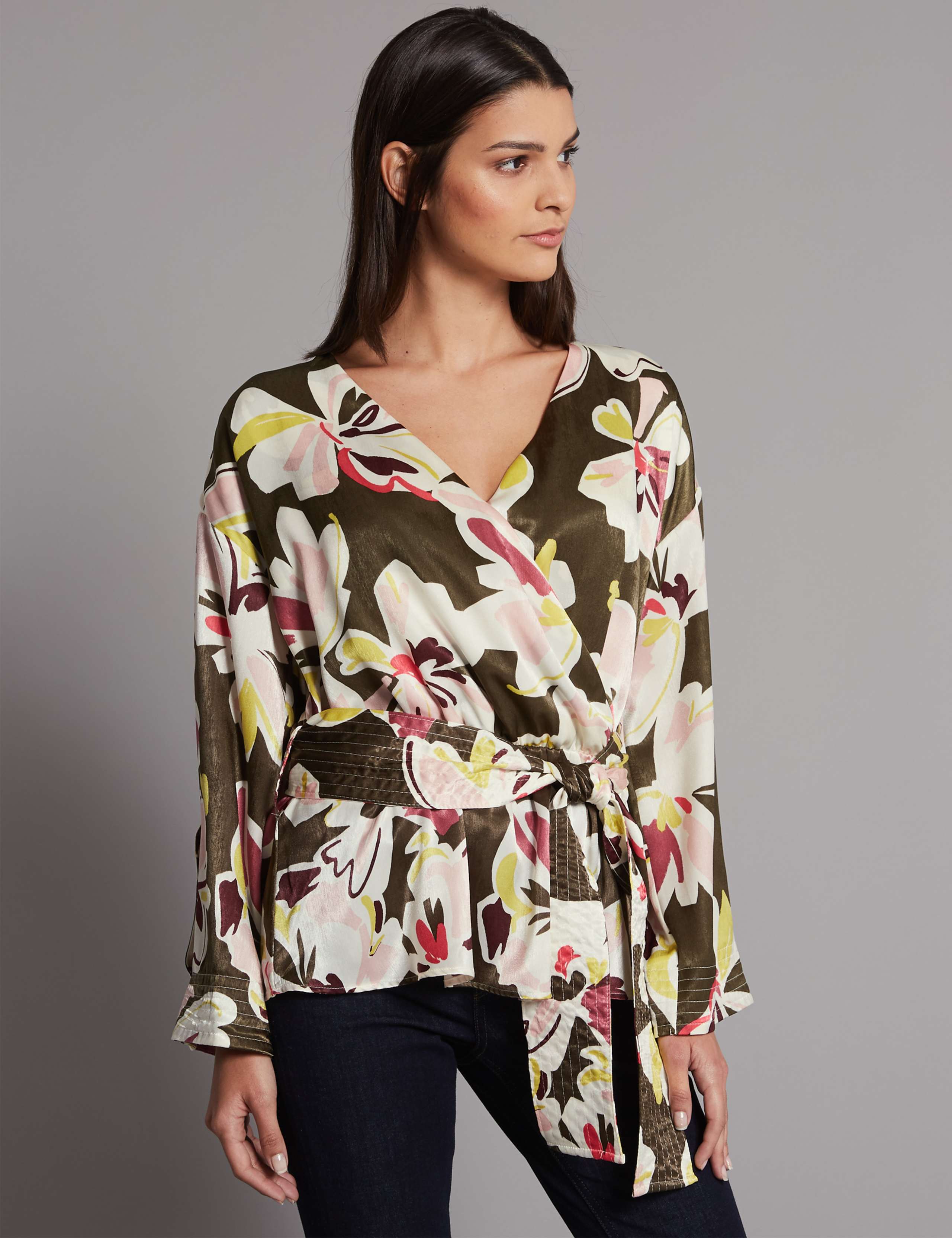 Floral Print V-Neck Long Sleeve Blouse 2 of 3