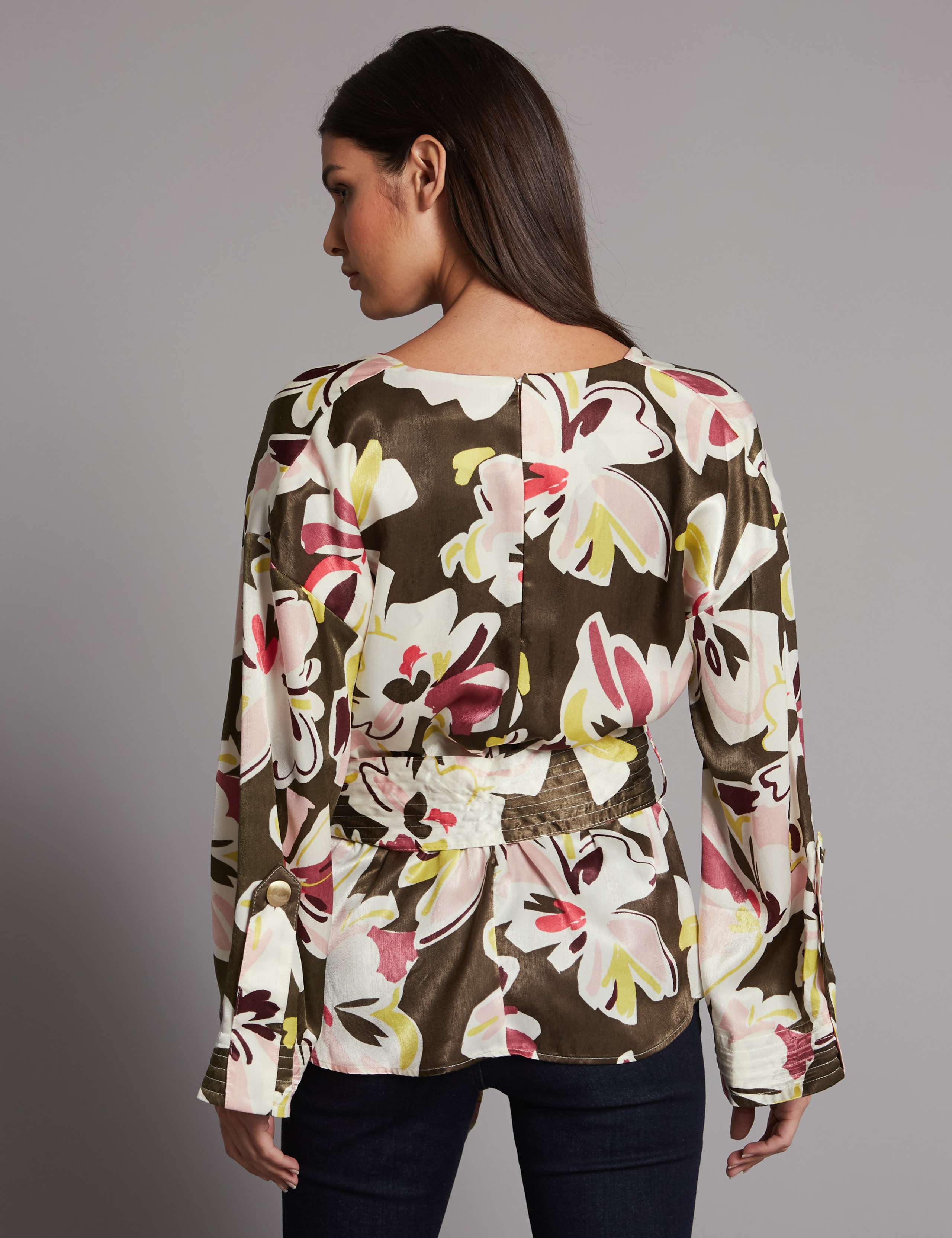 Floral Print V-Neck Long Sleeve Blouse 3 of 3