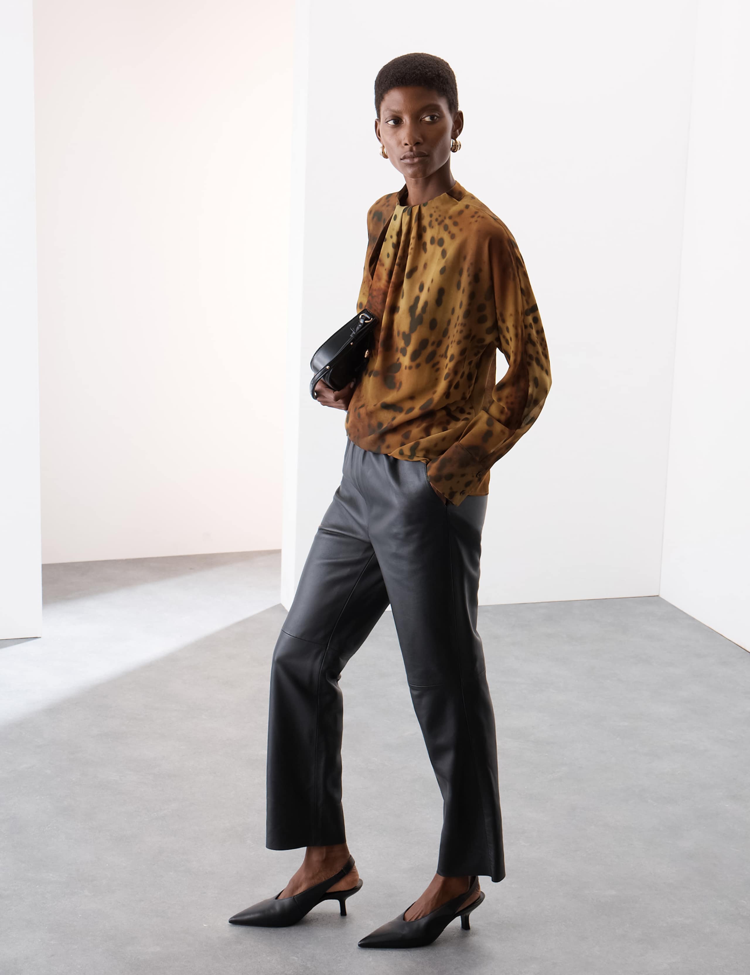 Animal Print Draped Blouse 3 of 7