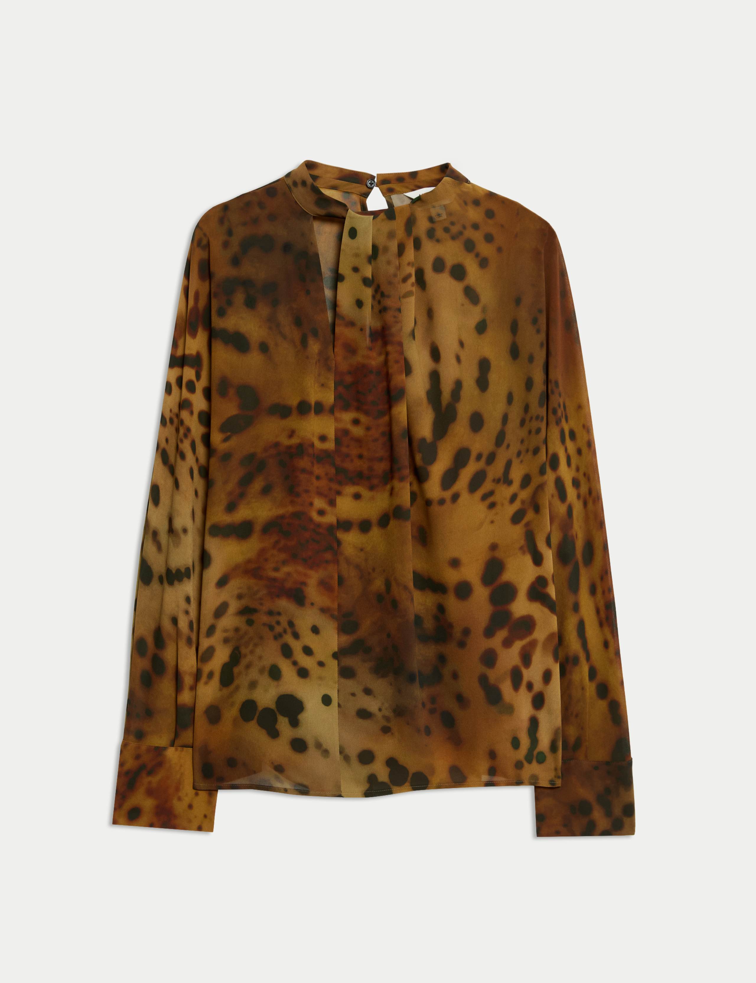Animal Print Draped Blouse 2 of 7
