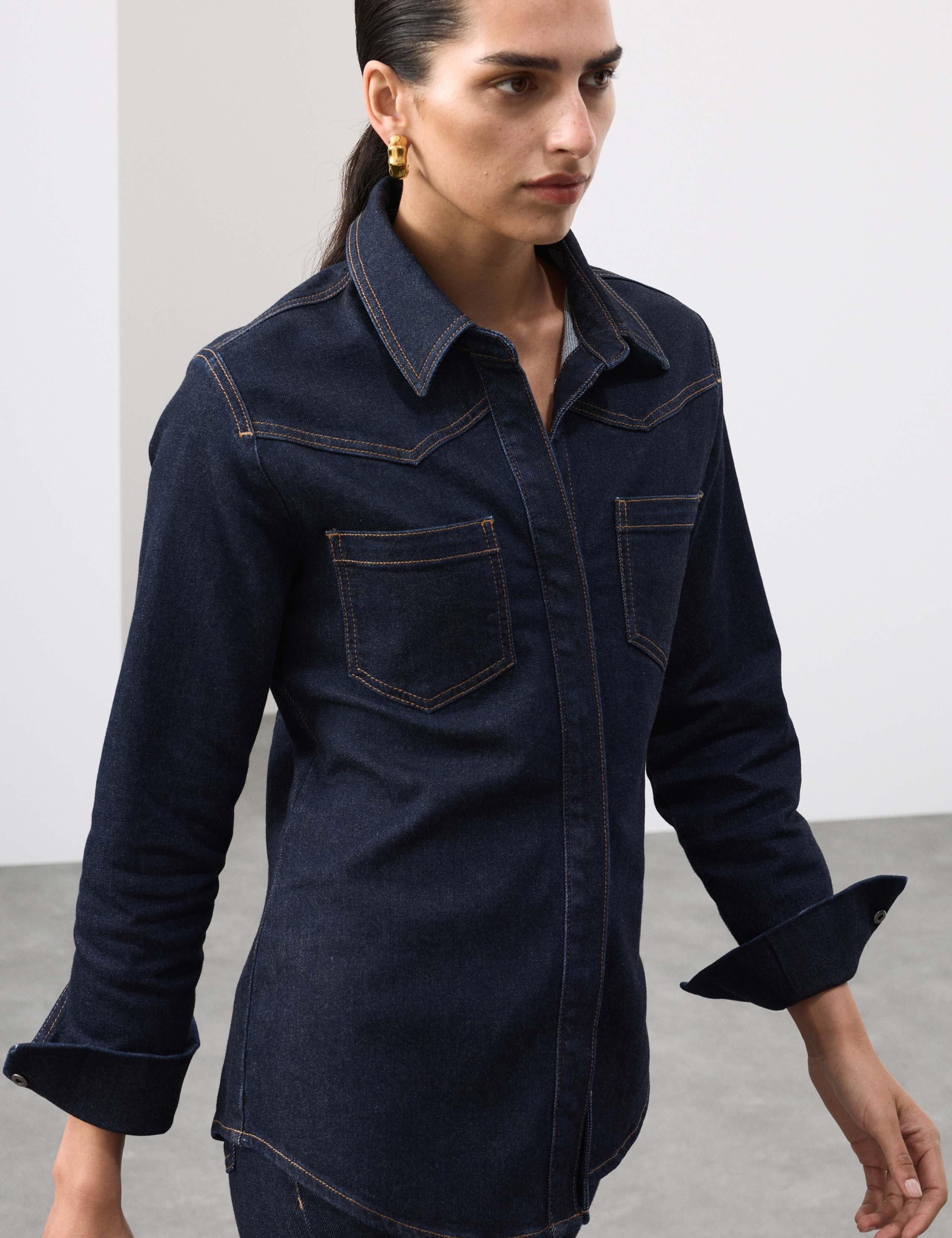 Cotton Rich Denim Fitted Shirt 5 of 7