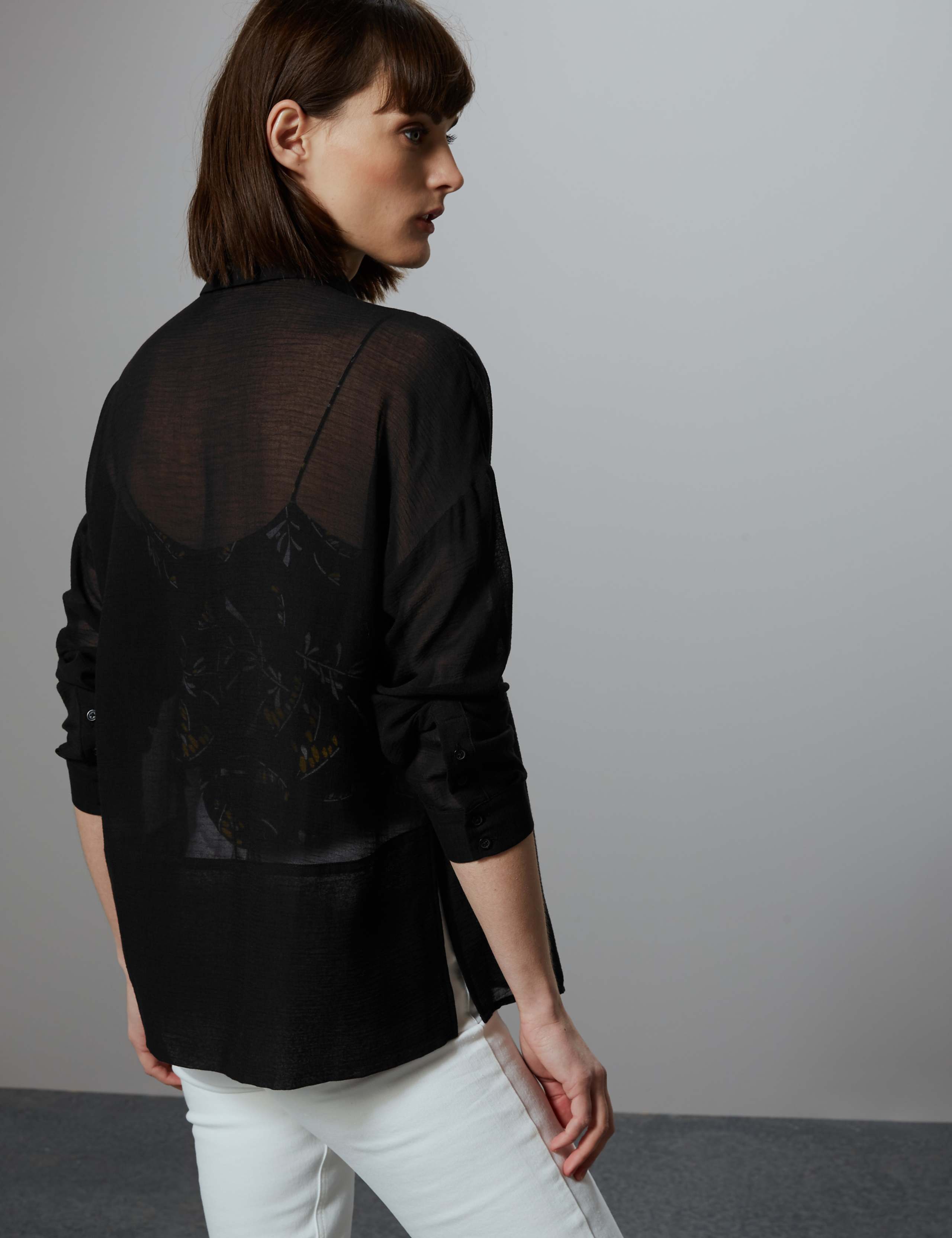 Sheer Oversized Button Detailed Shirt 4 of 4