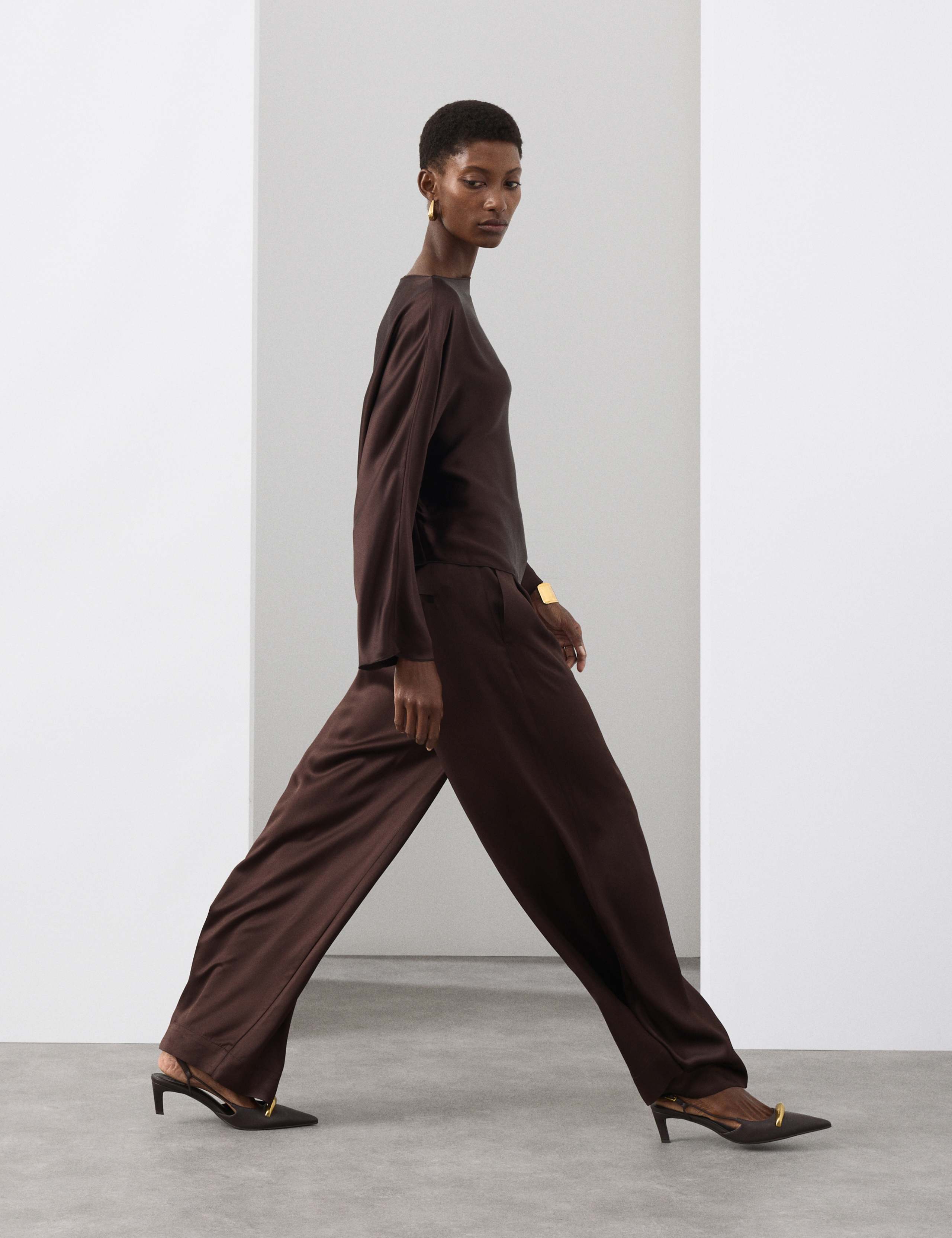 Satin Draped Slash Neck Blouse 4 of 6