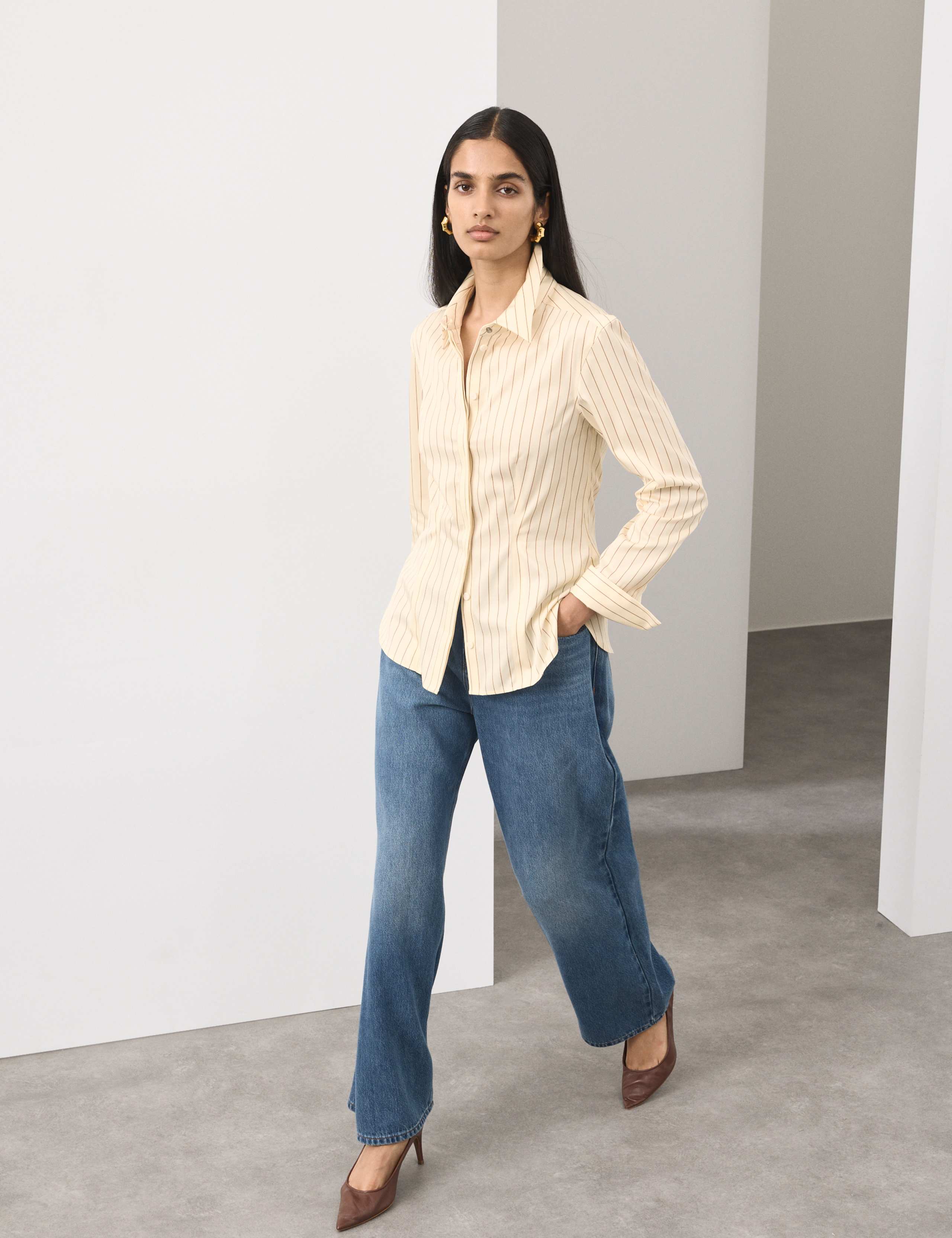 Pure Cotton Striped Fitted Waisted Shirt 7 of 7