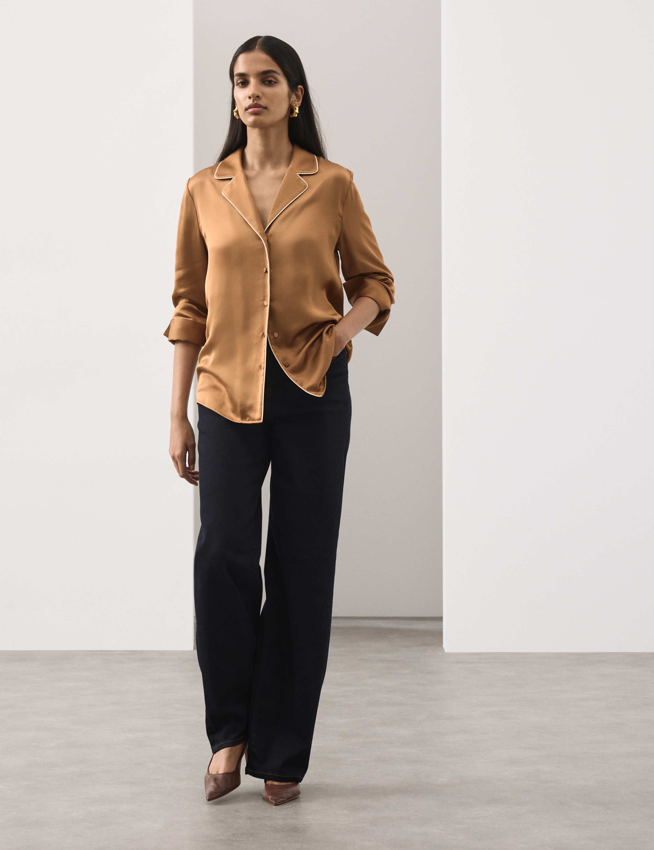 Modal Blend Revere Collared Shirt 3 of 7