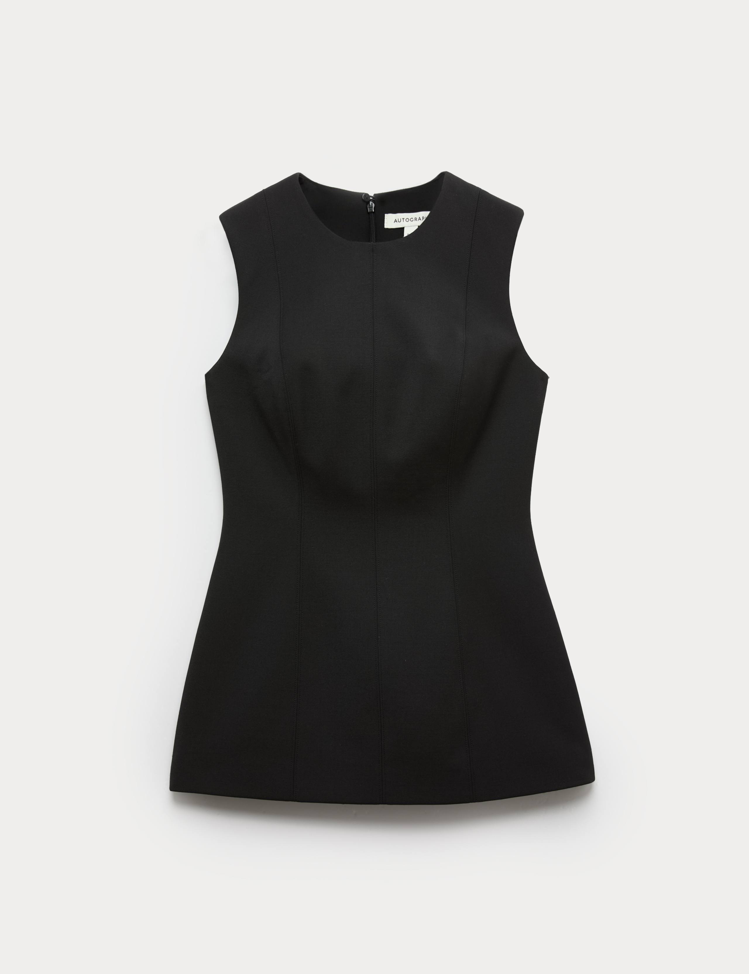 Wool Blend Crew Neck Waisted Top 1 of 1