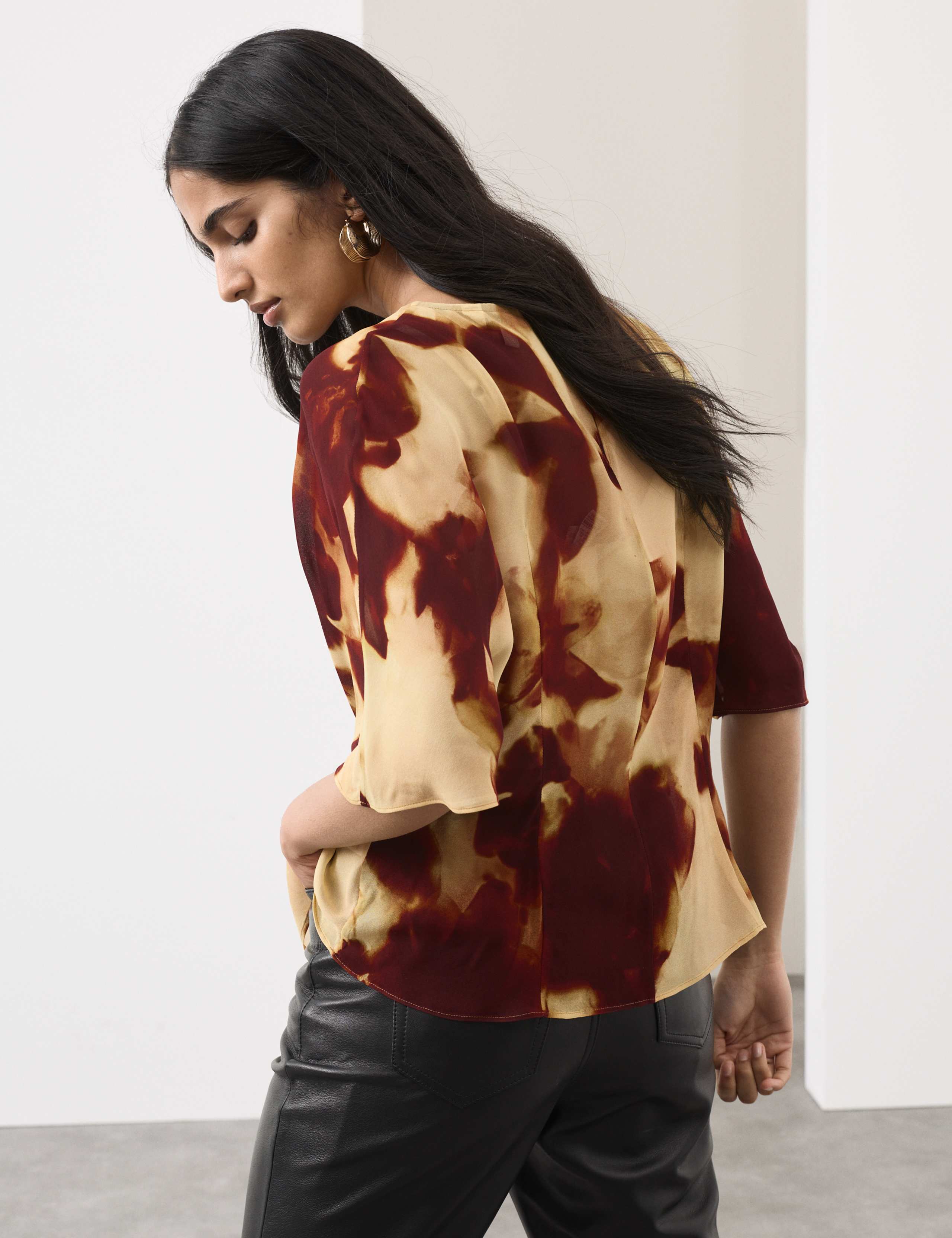 Printed Tie Front Top 4 of 7