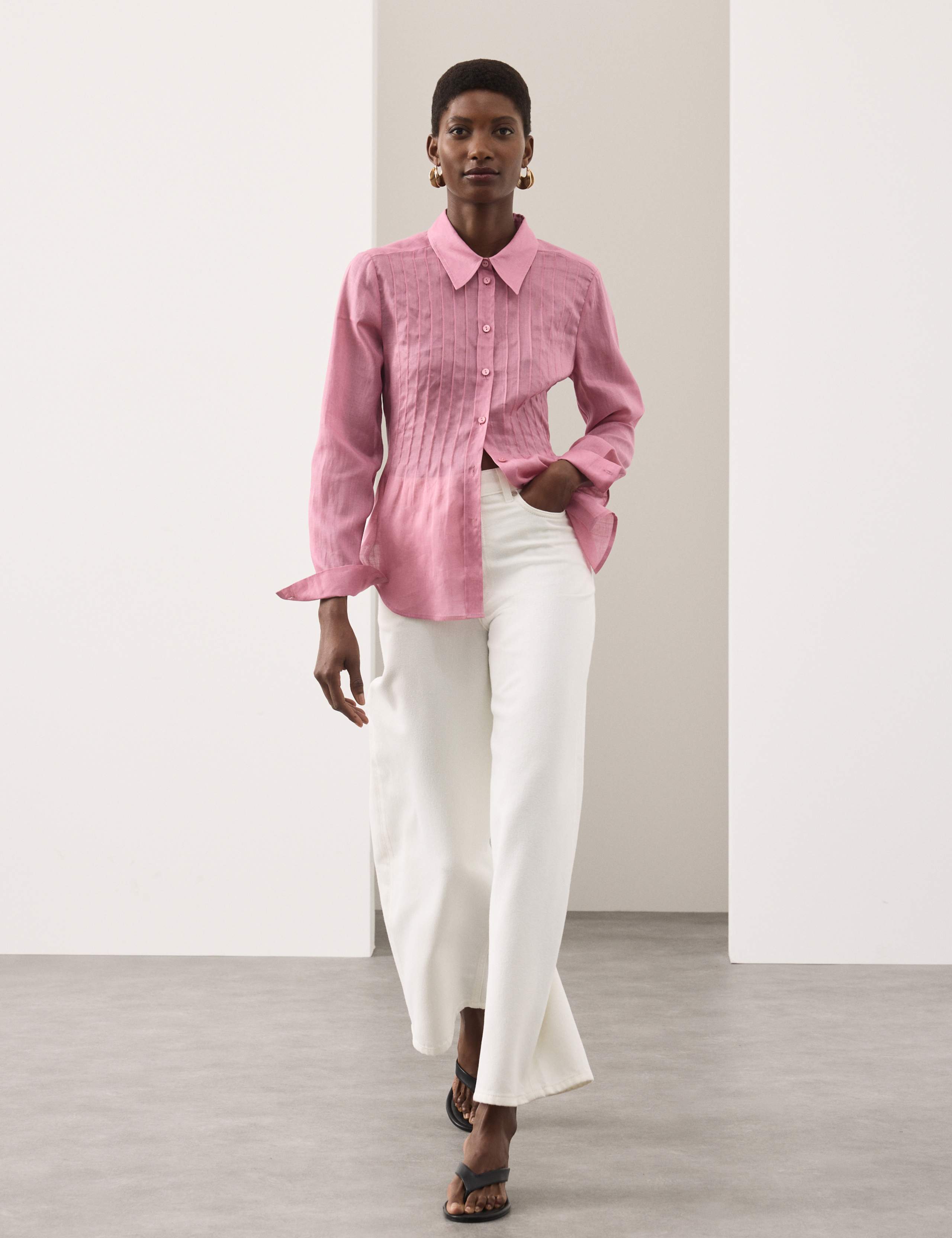 Pure Ramie Pintuck Waisted Shirt 5 of 7