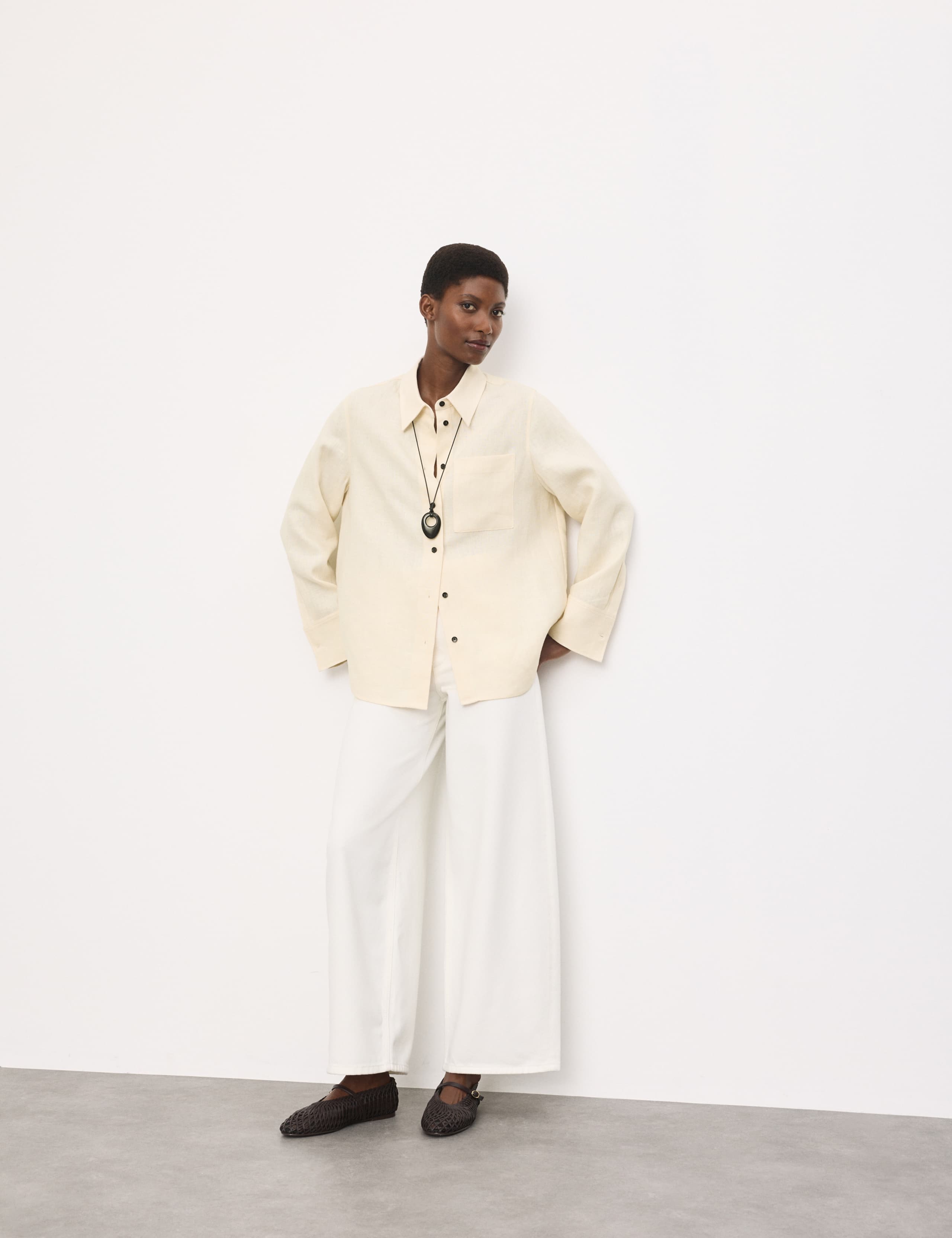 Pure Linen Contrast Button Shirt 7 of 7