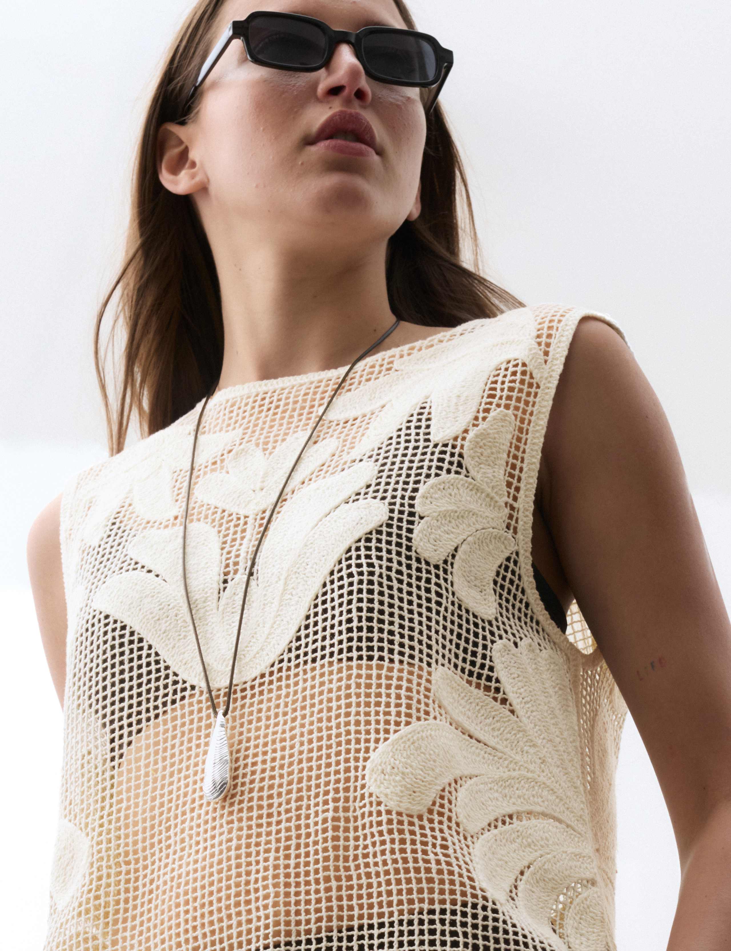 Pure Cotton Embroidered Floral Shell Top 7 of 7