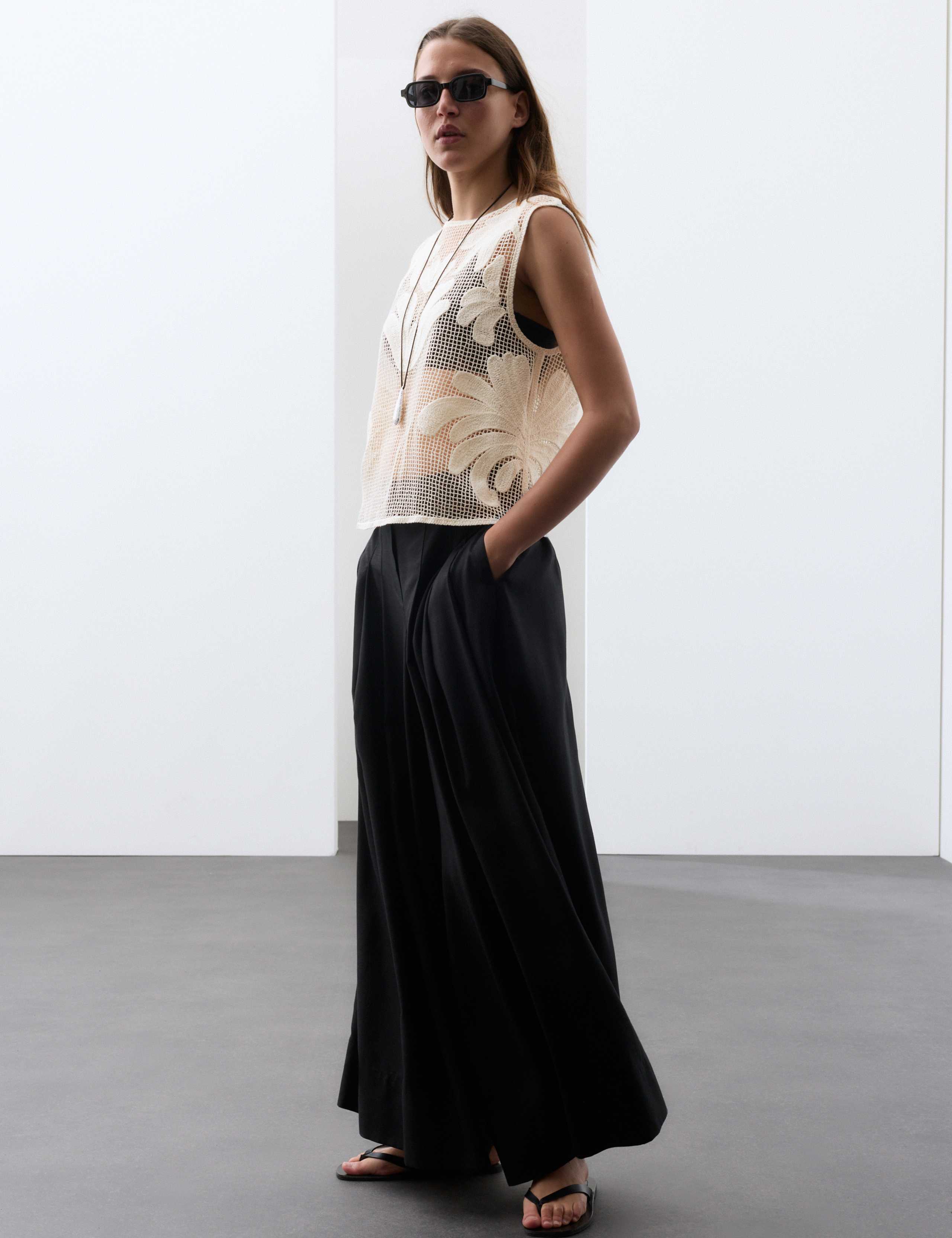 Pure Cotton Embroidered Floral Shell Top 3 of 7