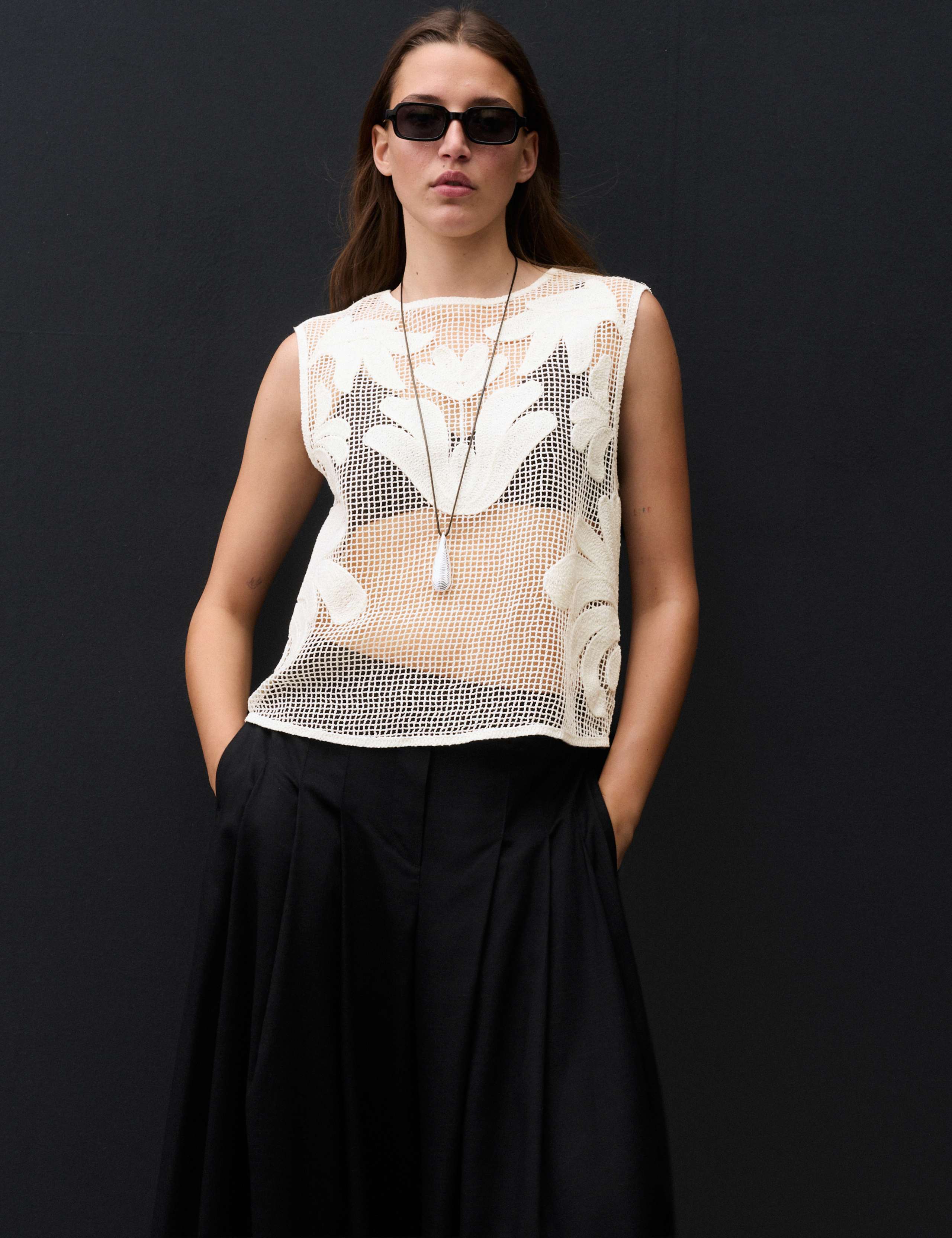 Pure Cotton Embroidered Floral Shell Top 5 of 7