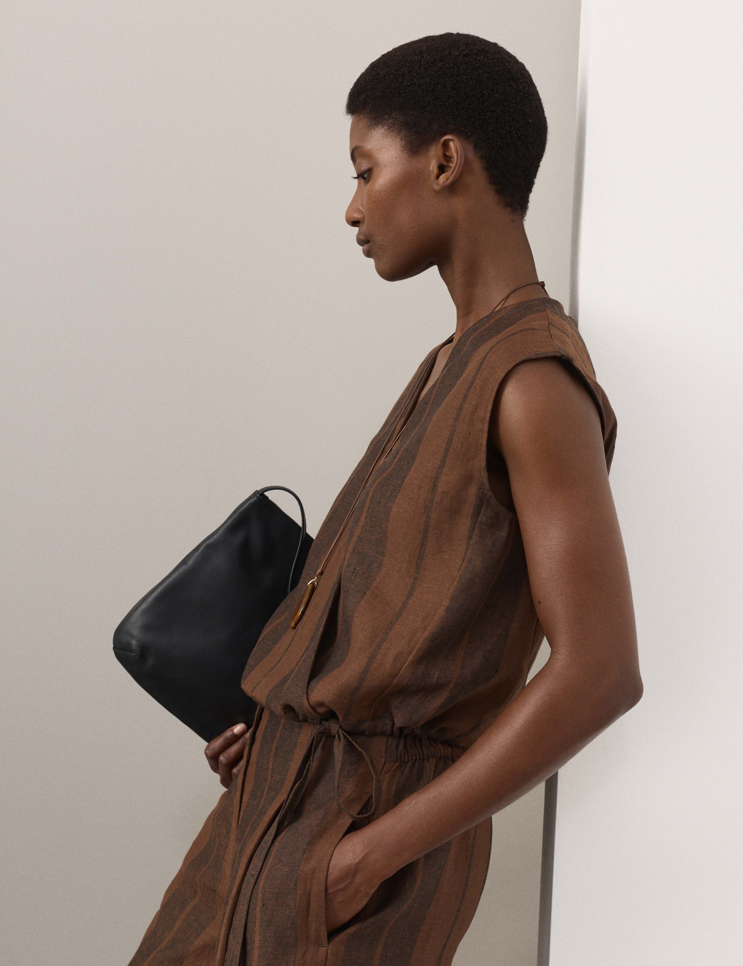 Pure Flax Linen Striped Wrap Top 4 of 7