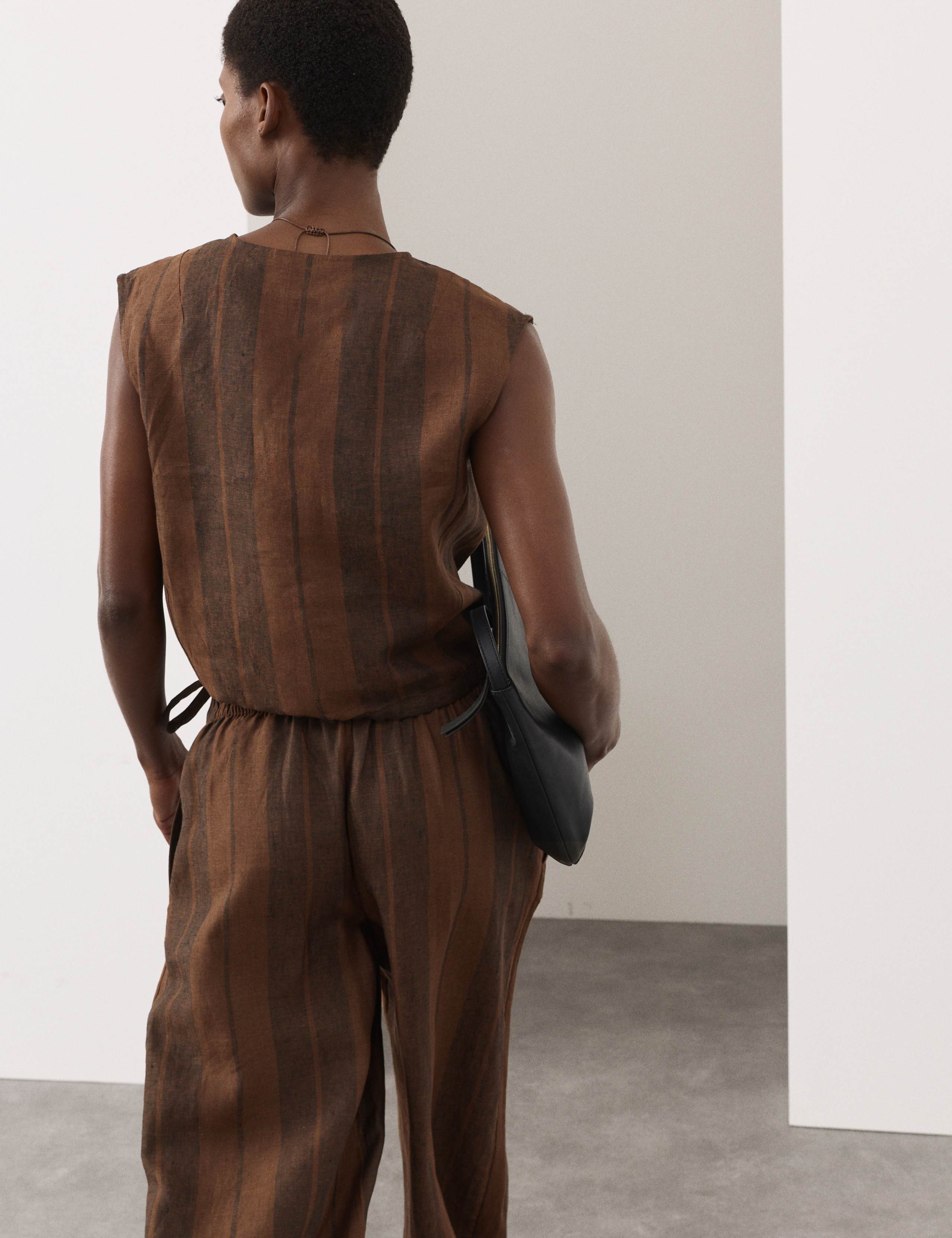 Pure Flax Linen Striped Wrap Top 5 of 7