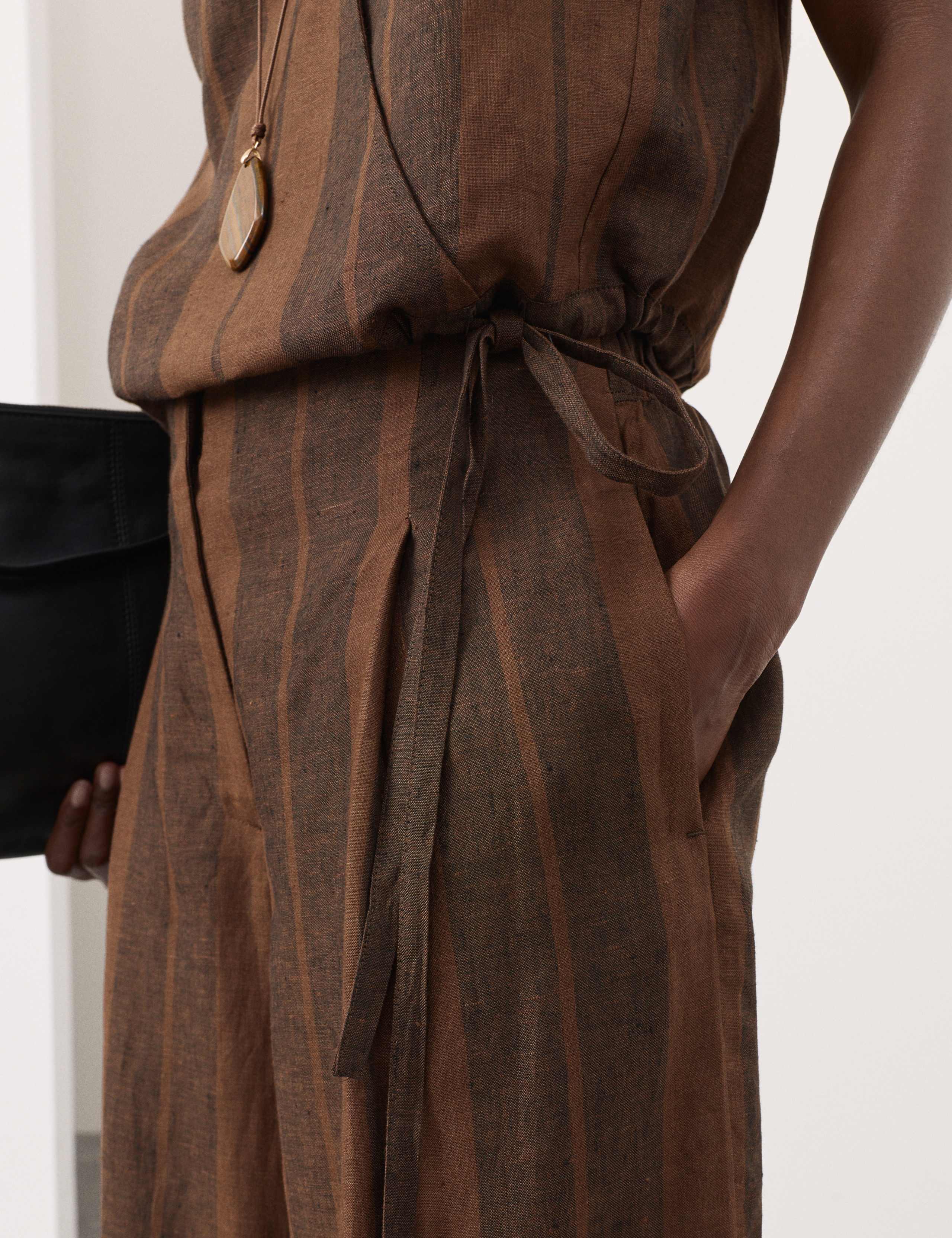 Pure Flax Linen Striped Wrap Top 6 of 7