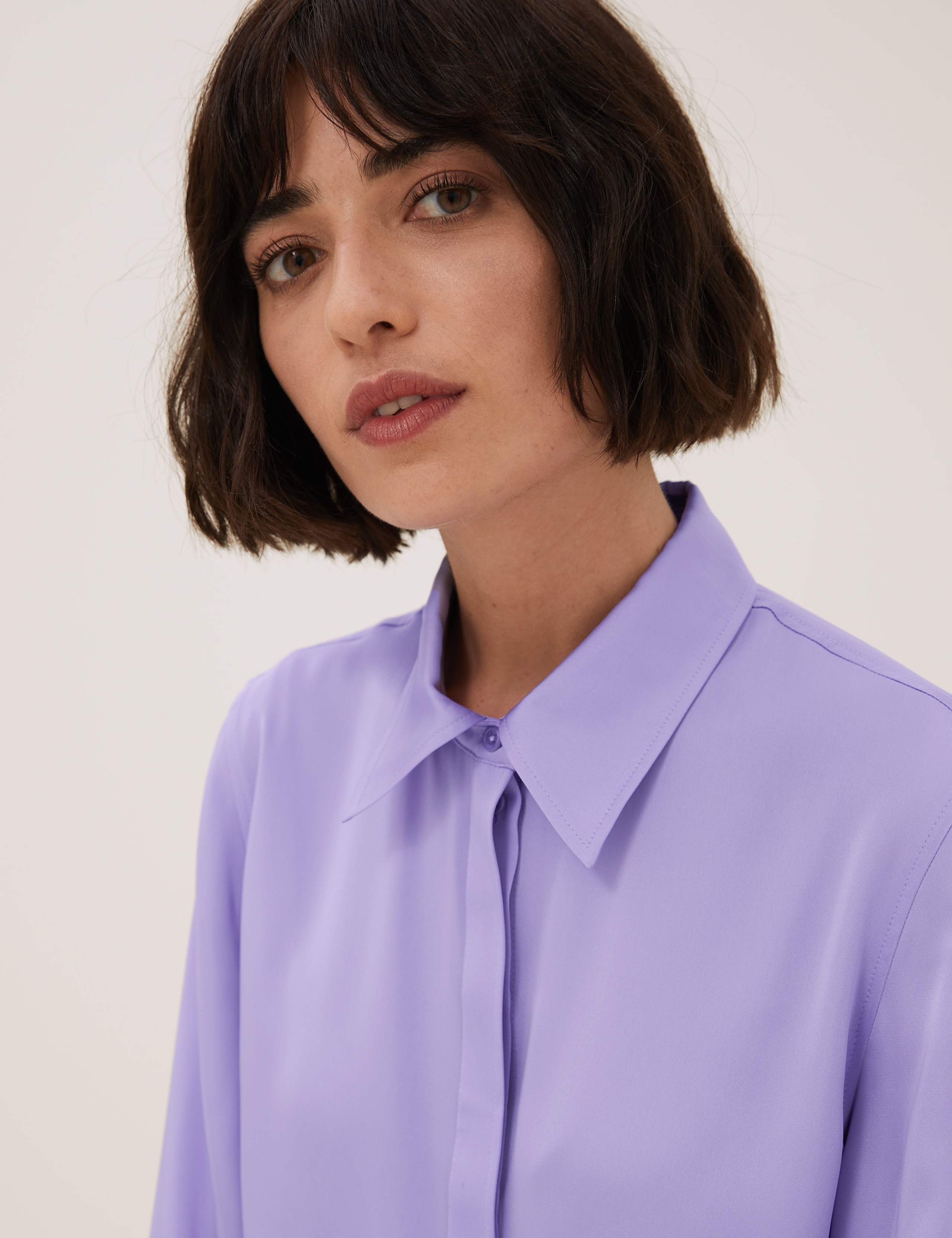 Satin Collared Long Sleeve Shirt 3 of 5