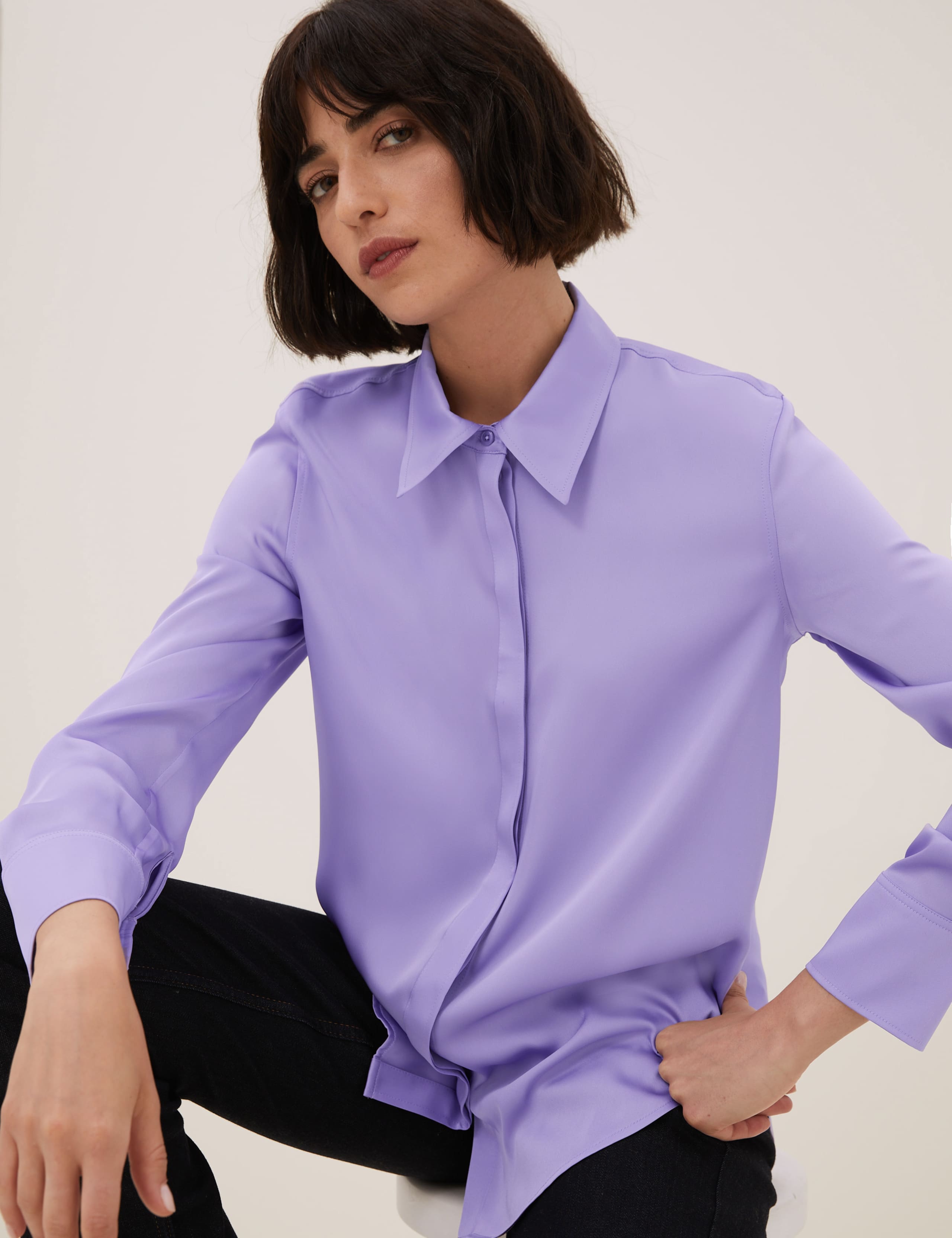 Satin Collared Long Sleeve Shirt 5 of 5