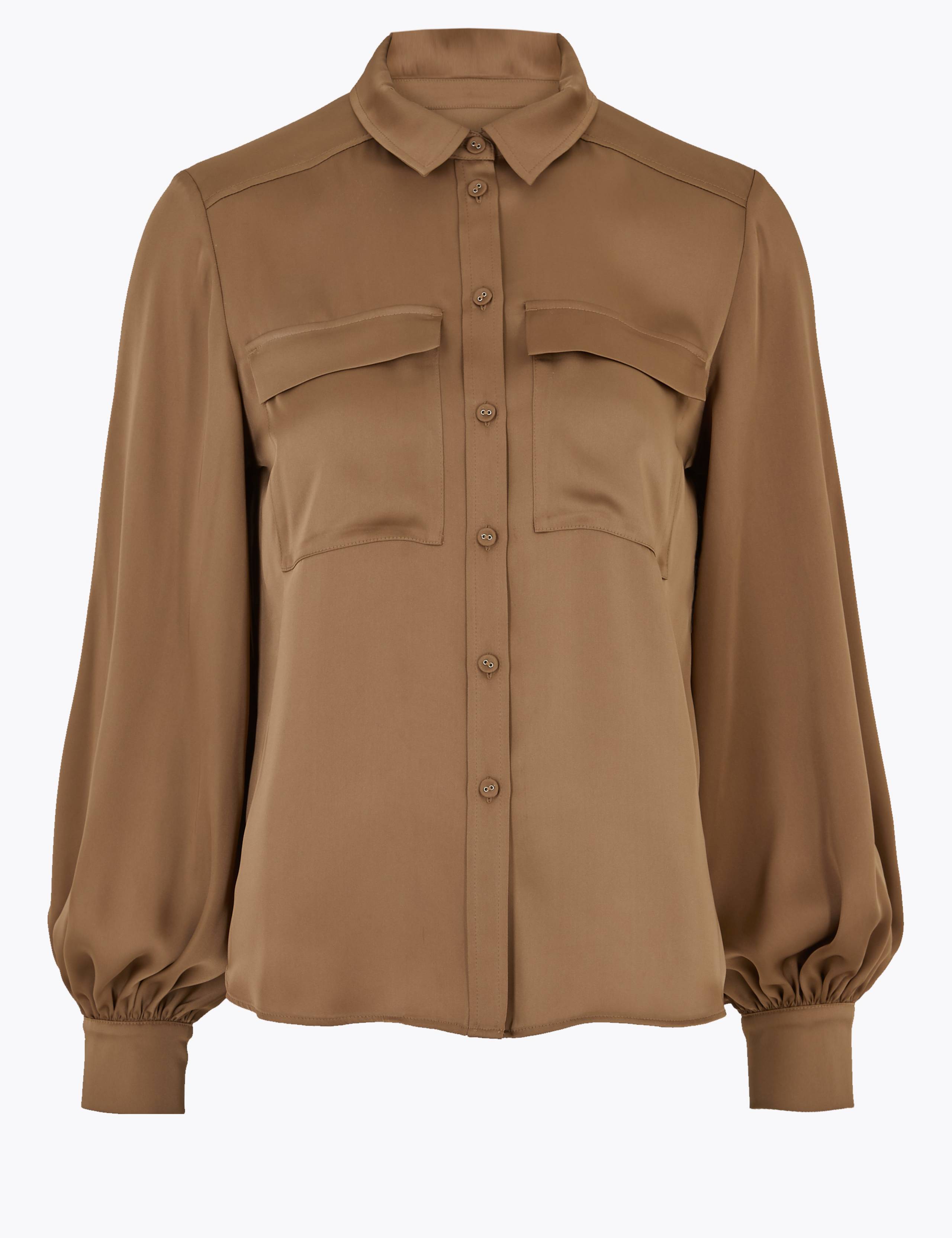 Satin Blouson Sleeve Shirt 2 of 5