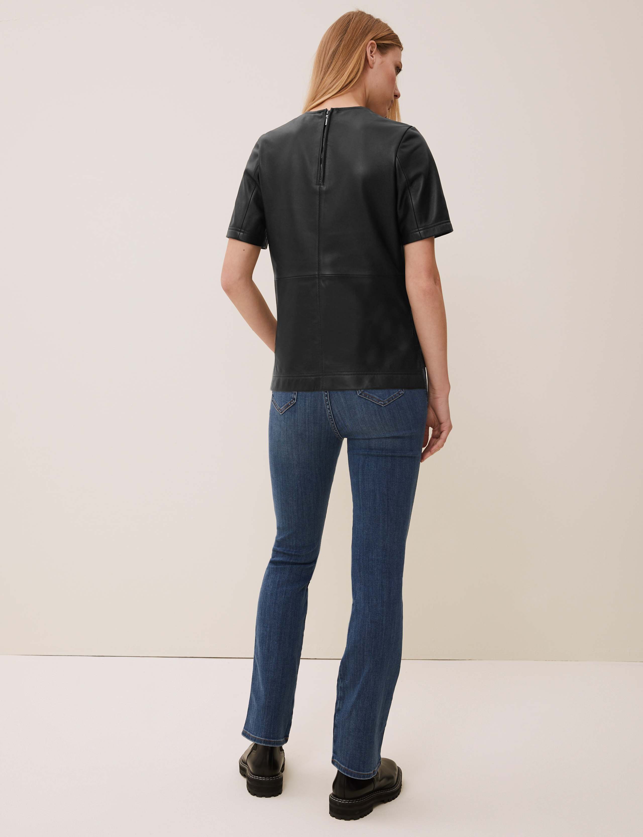 Leather Round Neck Short Sleeve Top 4 of 6