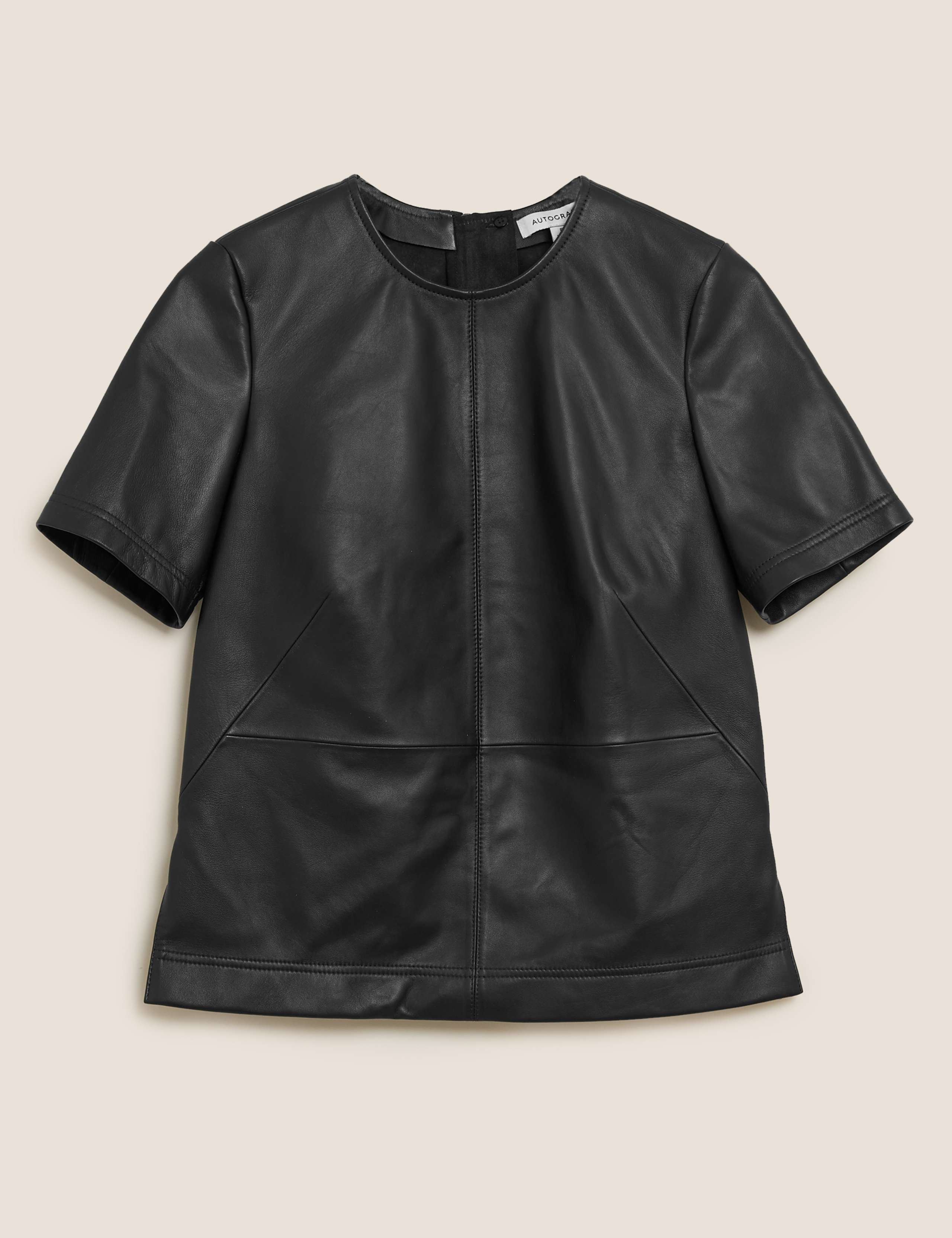 Leather Round Neck Short Sleeve Top 2 of 6