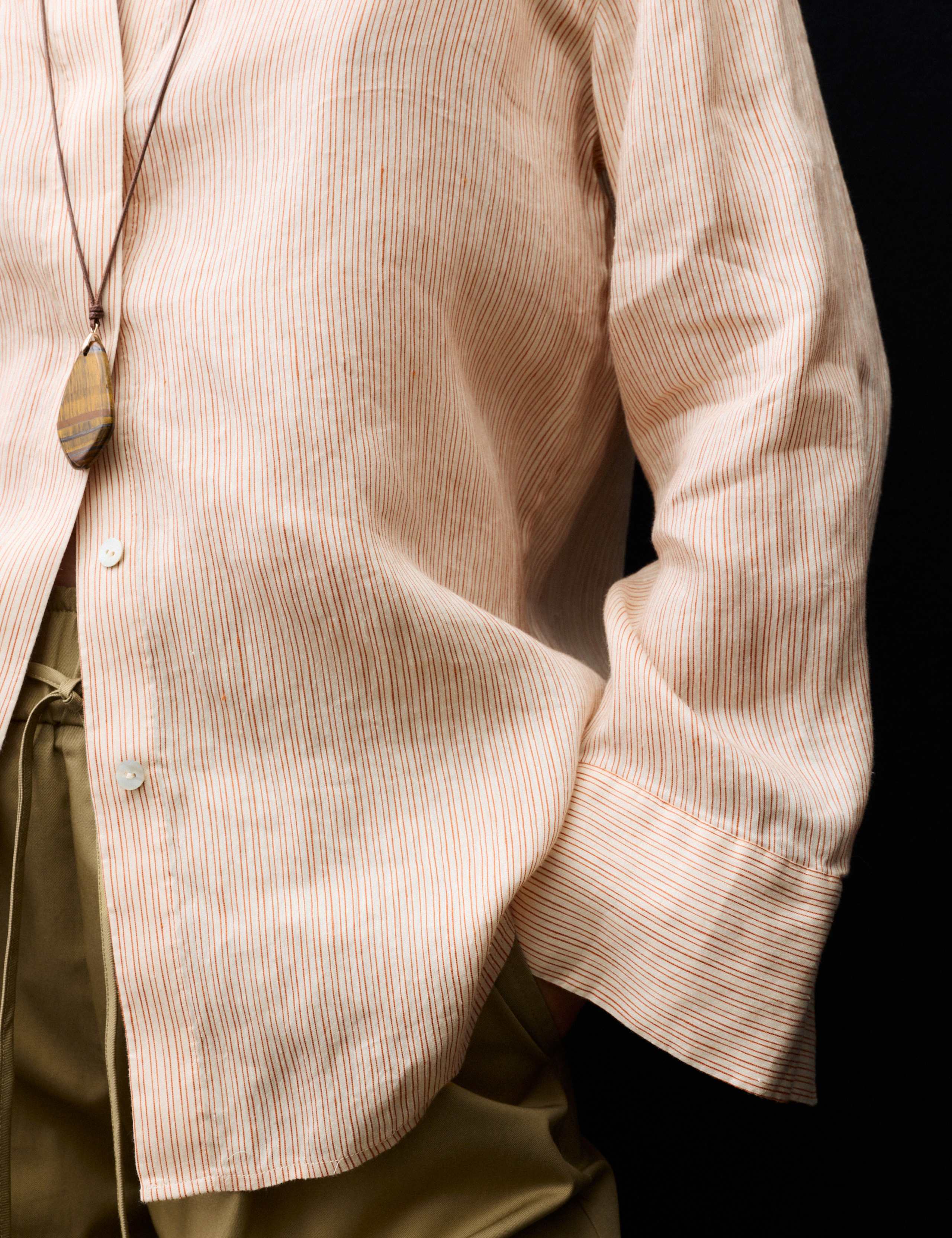 Flax Linen Rich Striped Shirt with Silk 6 of 7