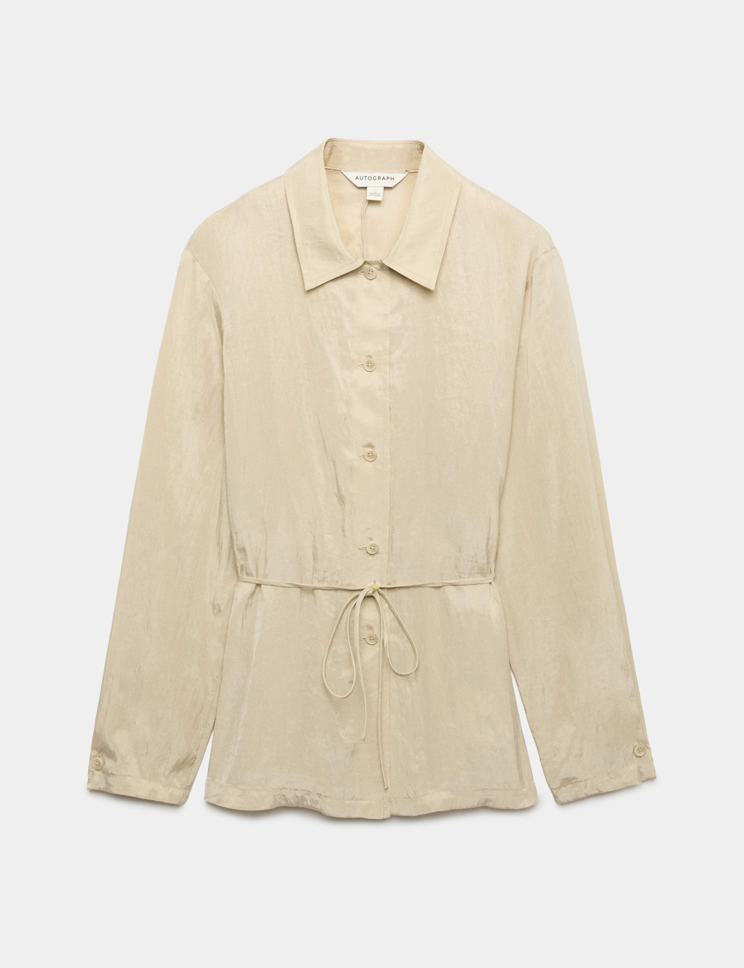 Lyocell Rich Textured Tie Detail Shirt 2 of 7