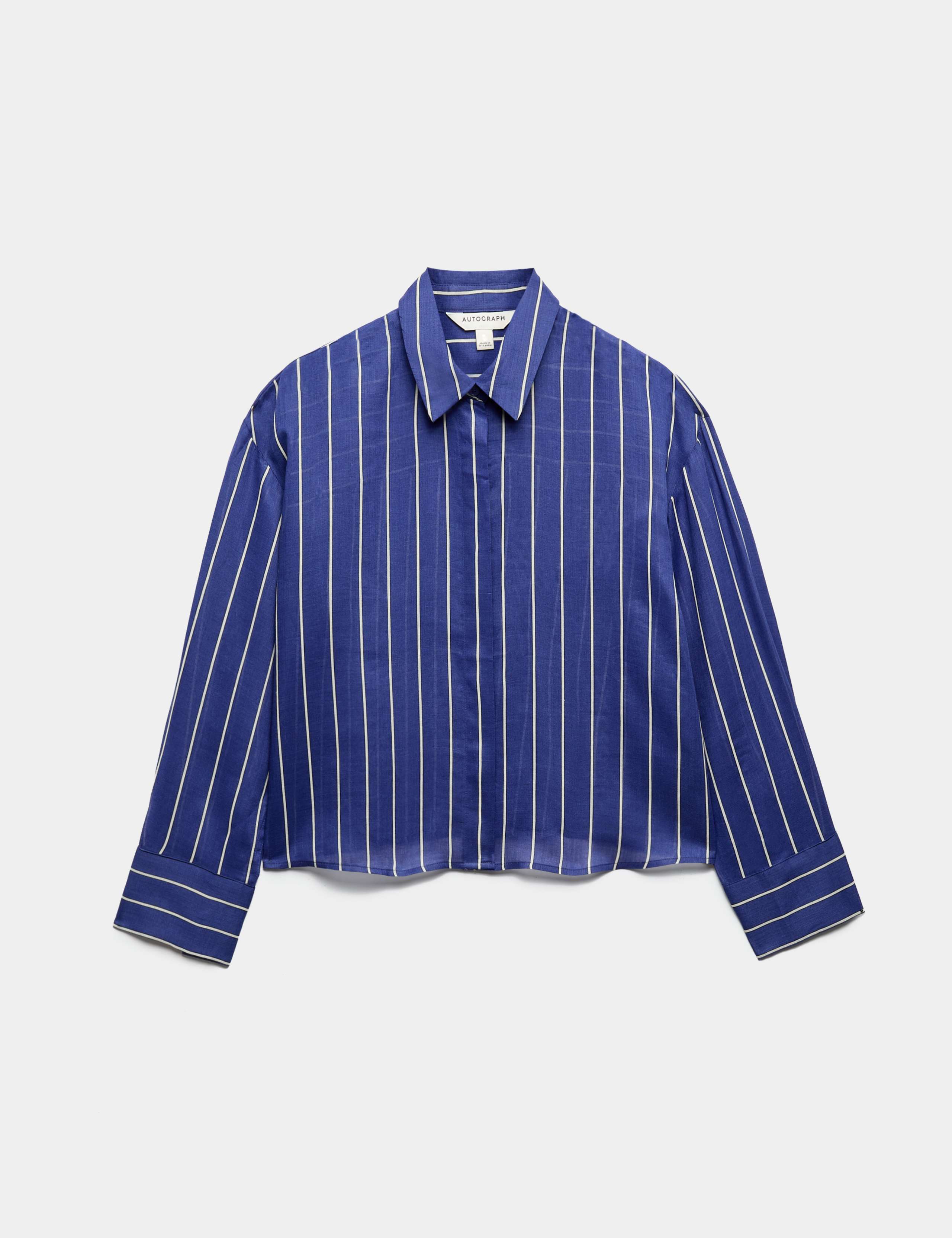 Pure Ramie Striped Collared Shirt 1 of 1