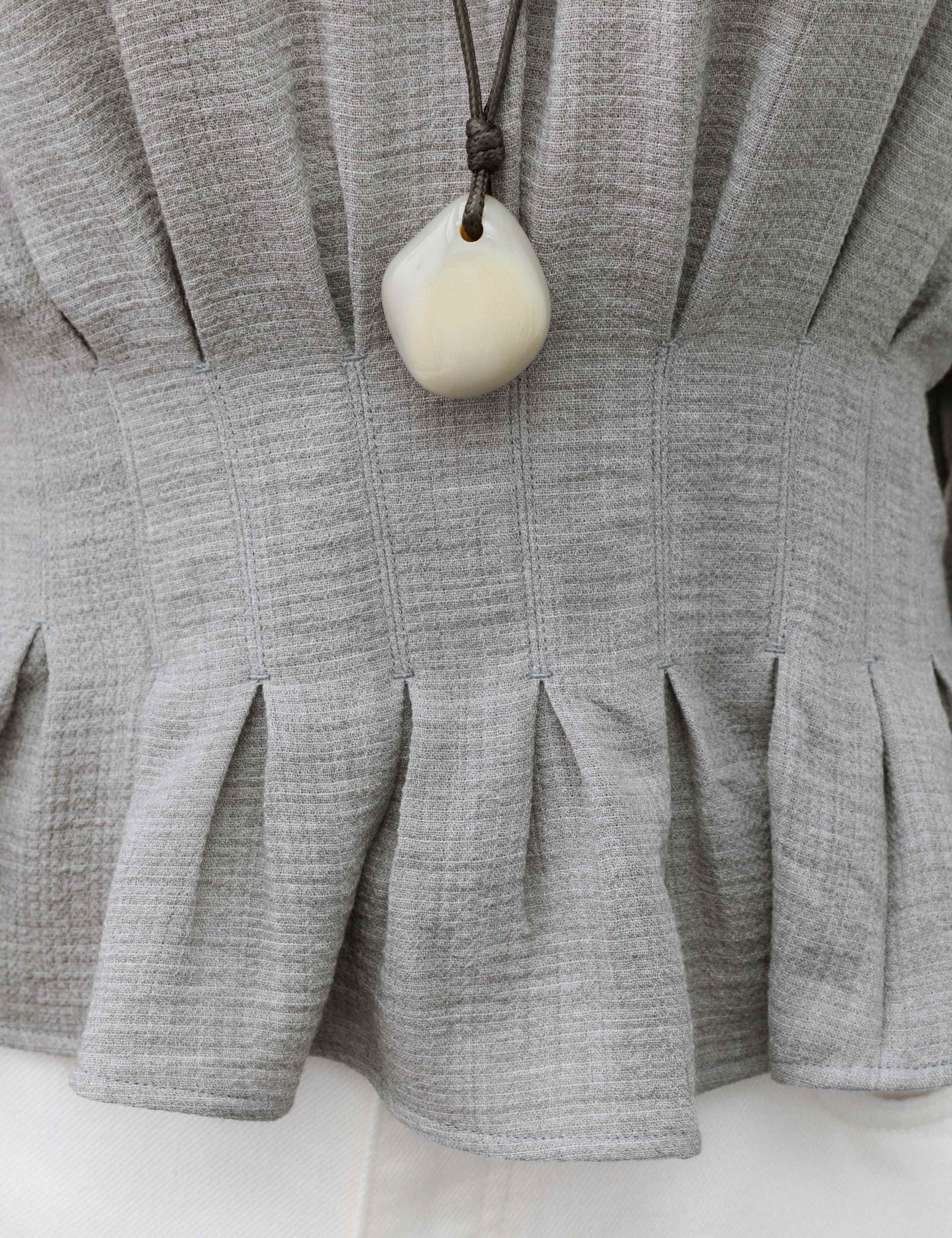 Textured Pleat Detail Blouson Sleeve Blouse 7 of 7