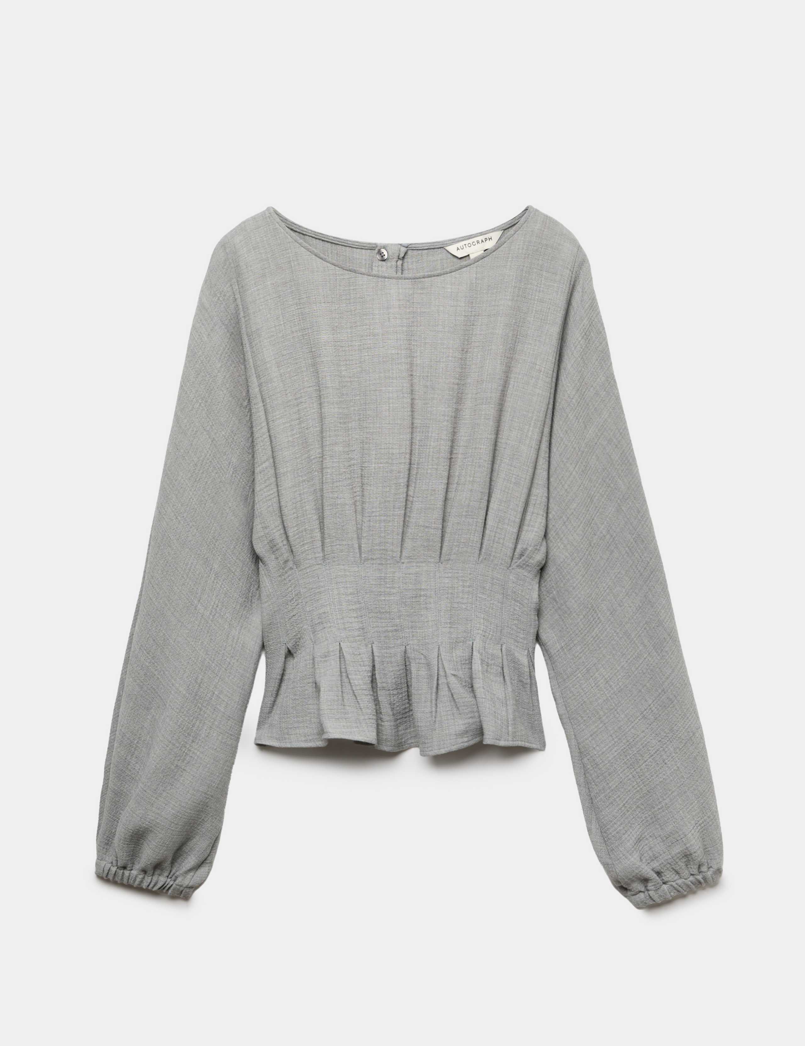 Textured Pleat Detail Blouson Sleeve Blouse 2 of 7