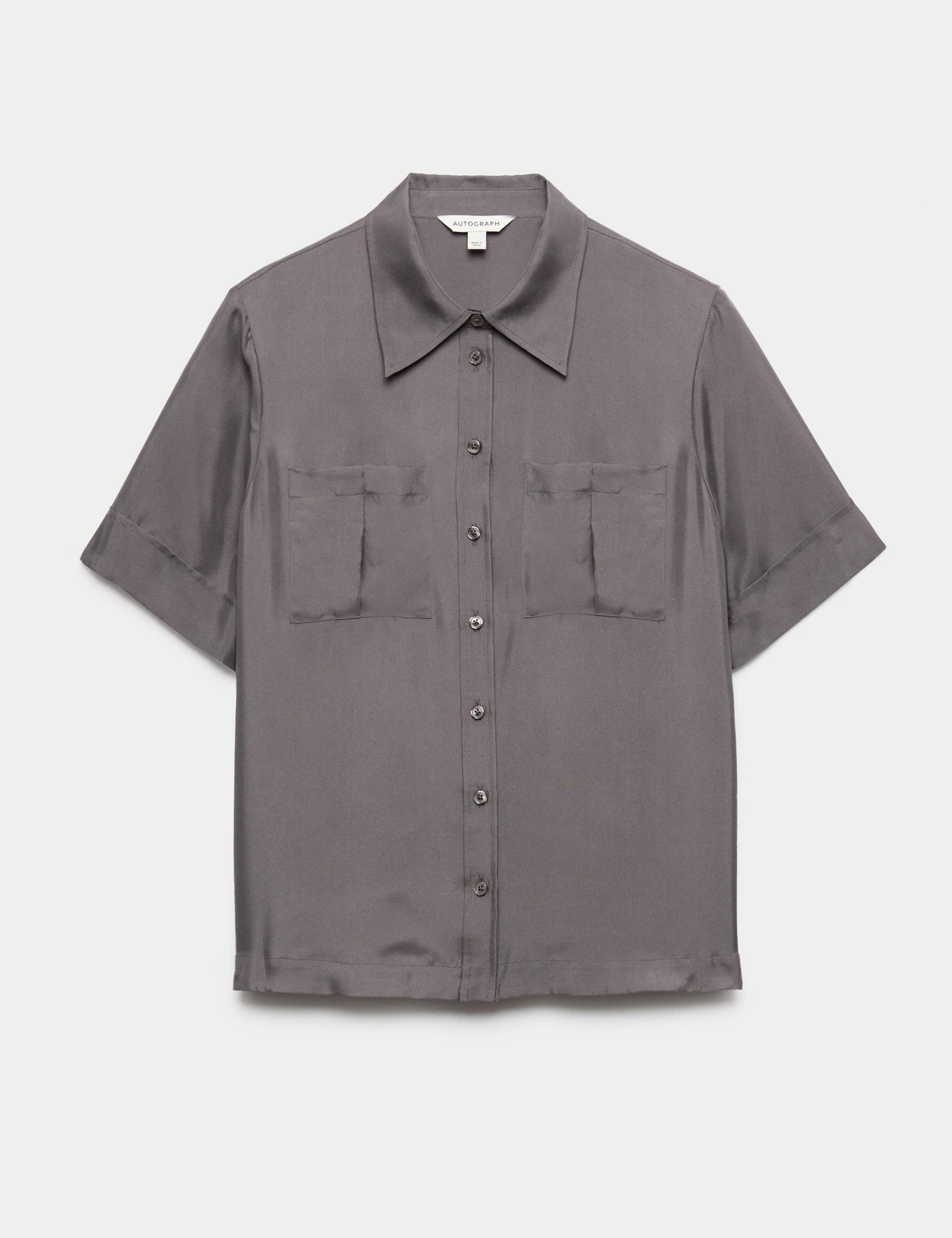 Pure Silk Collared Utility Shirt 2 of 7