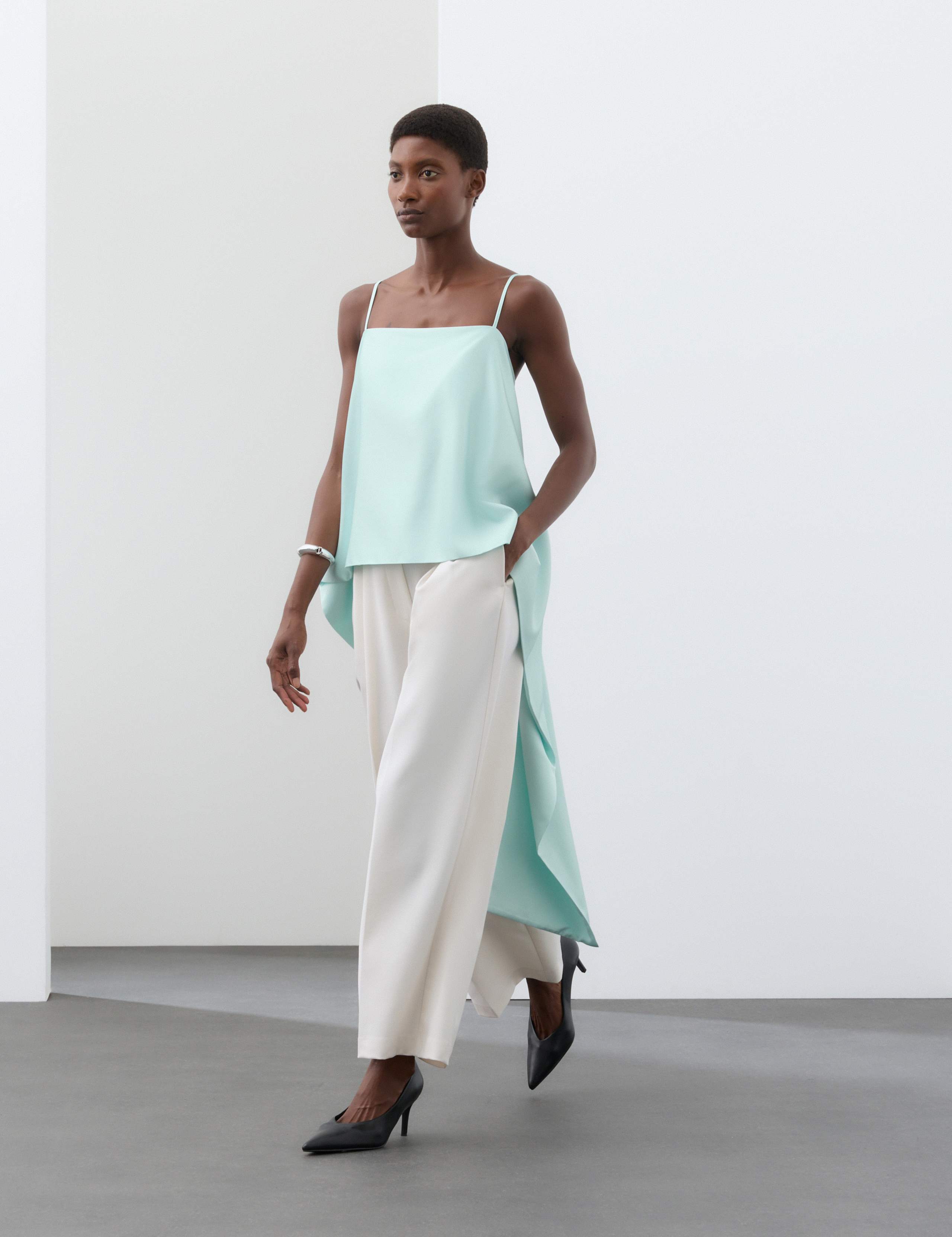 Lyocell Rich Waterfall Draped Cami Top 3 of 7