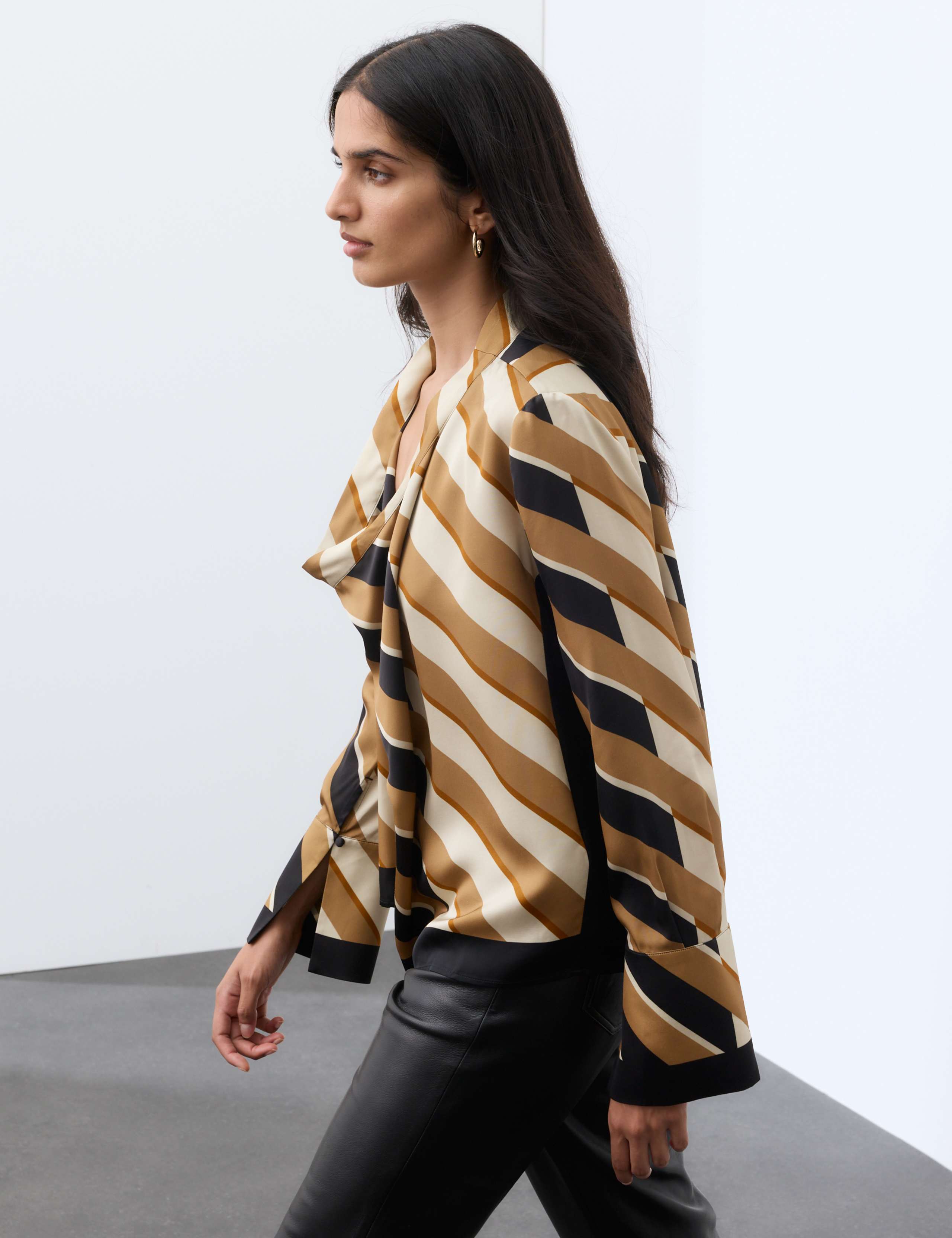 Striped Cowl Neck Blouse 4 of 7