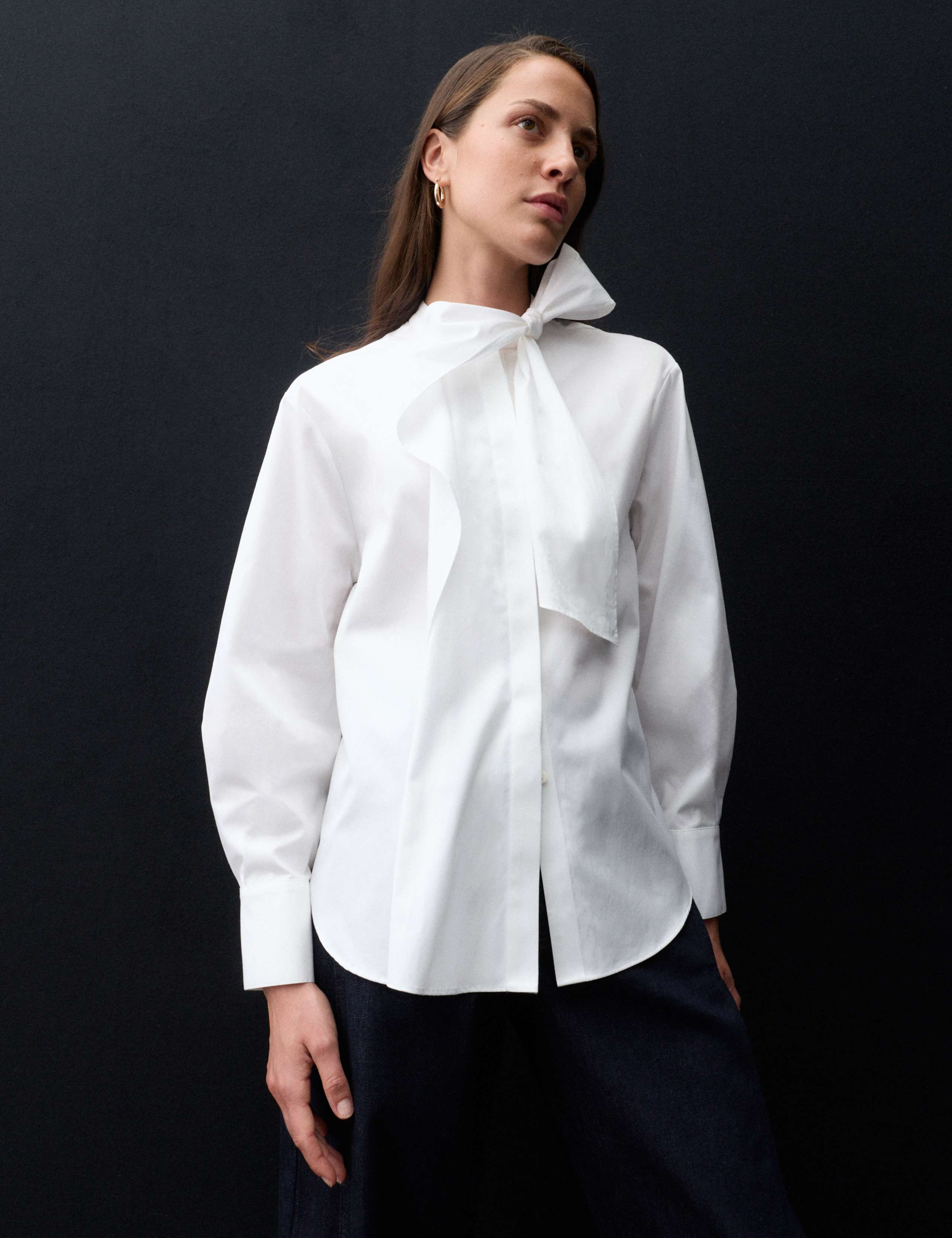 Pure Cotton Tie Neck Shirt 1 of 7