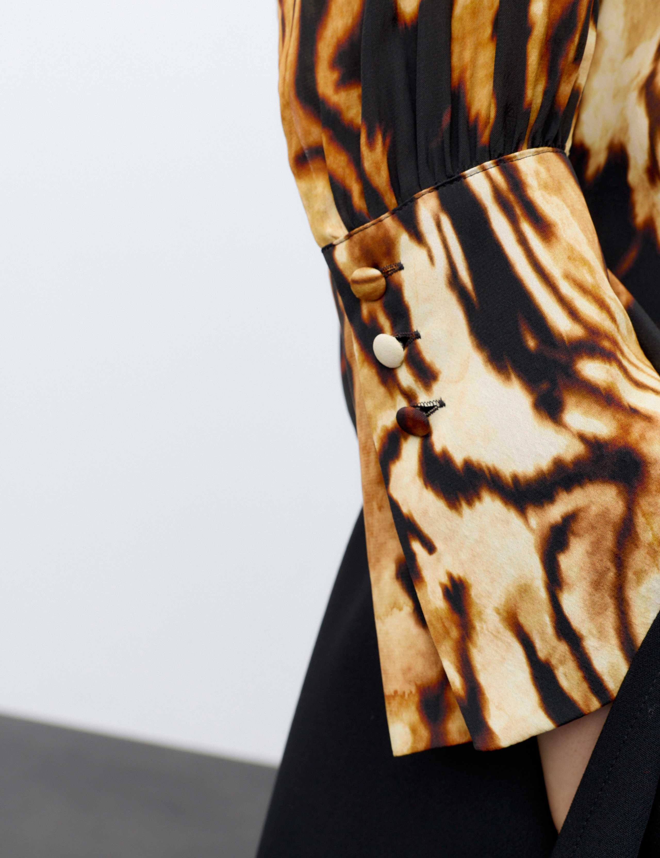 Animal Print Tie Neck Blouse with Silk 6 of 8