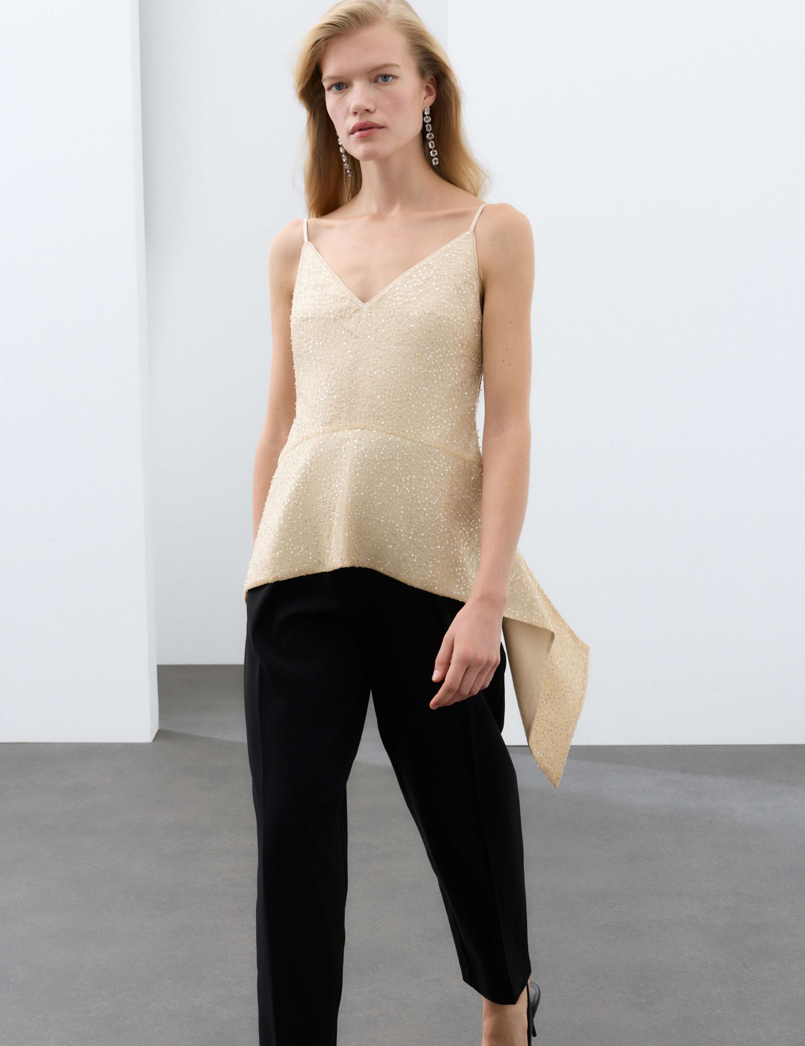 Sequin V Neck Asymmetric Cami Top 5 of 7