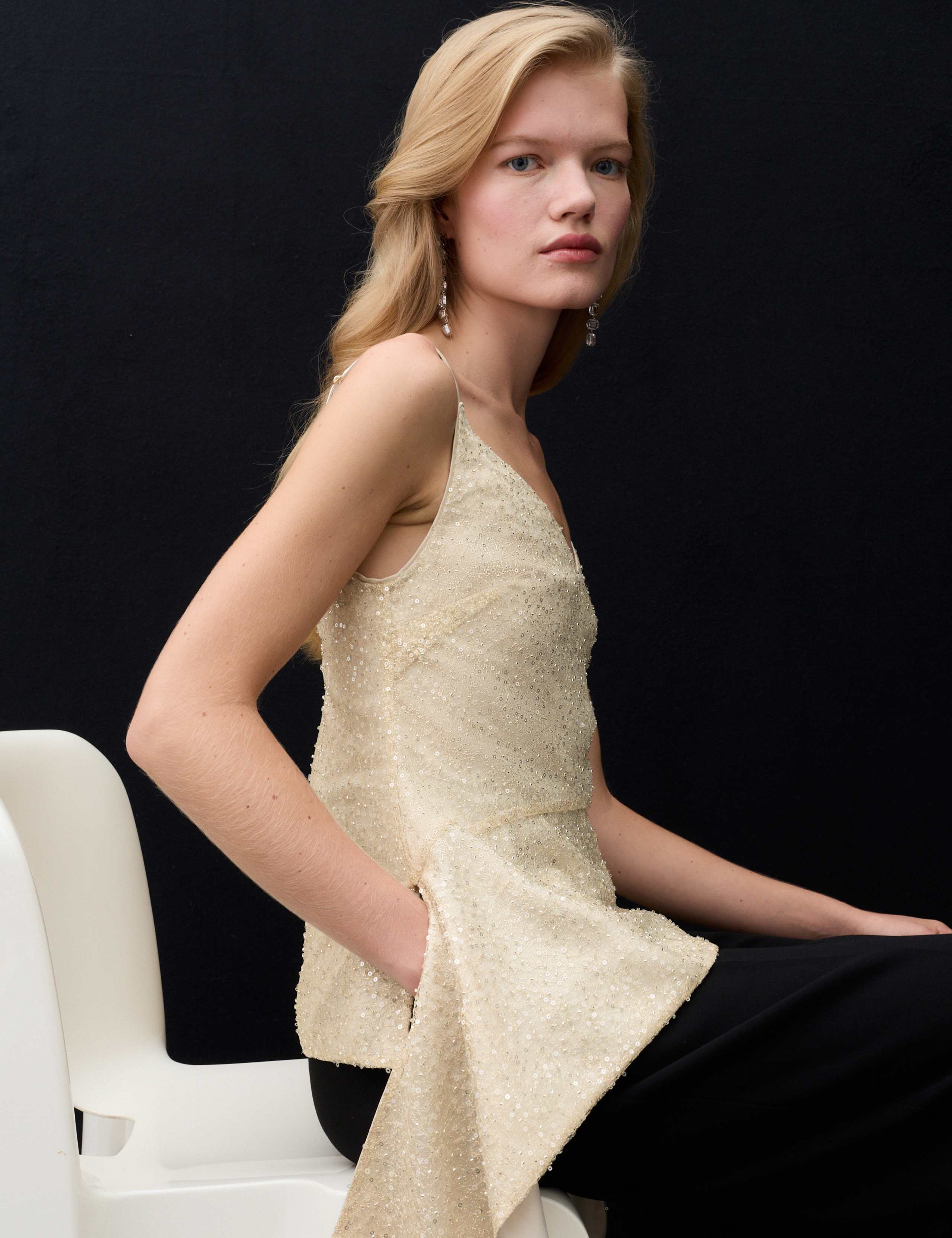 Sequin V Neck Asymmetric Cami Top 6 of 7