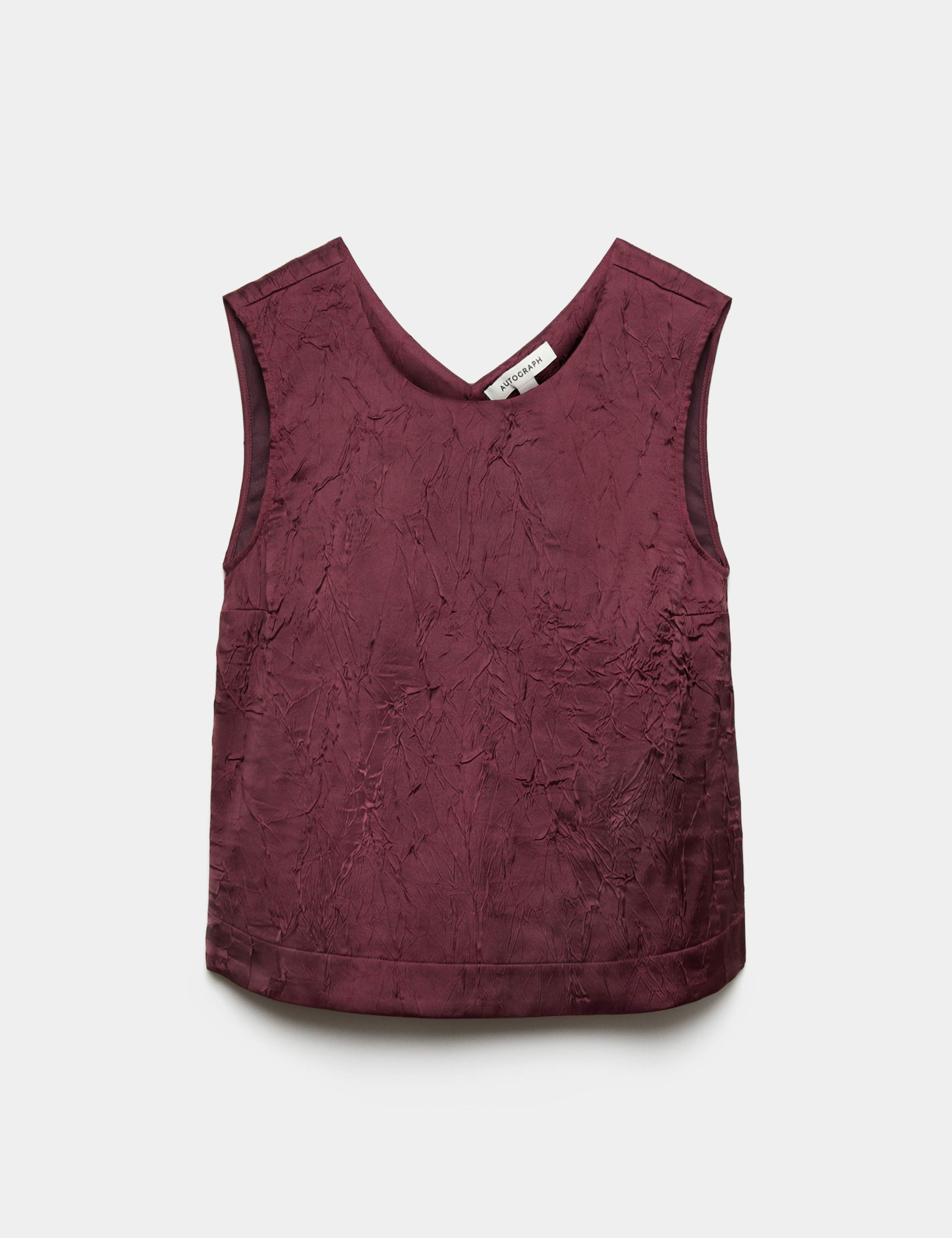 Satin Textured Crew Neck Top 2 of 7