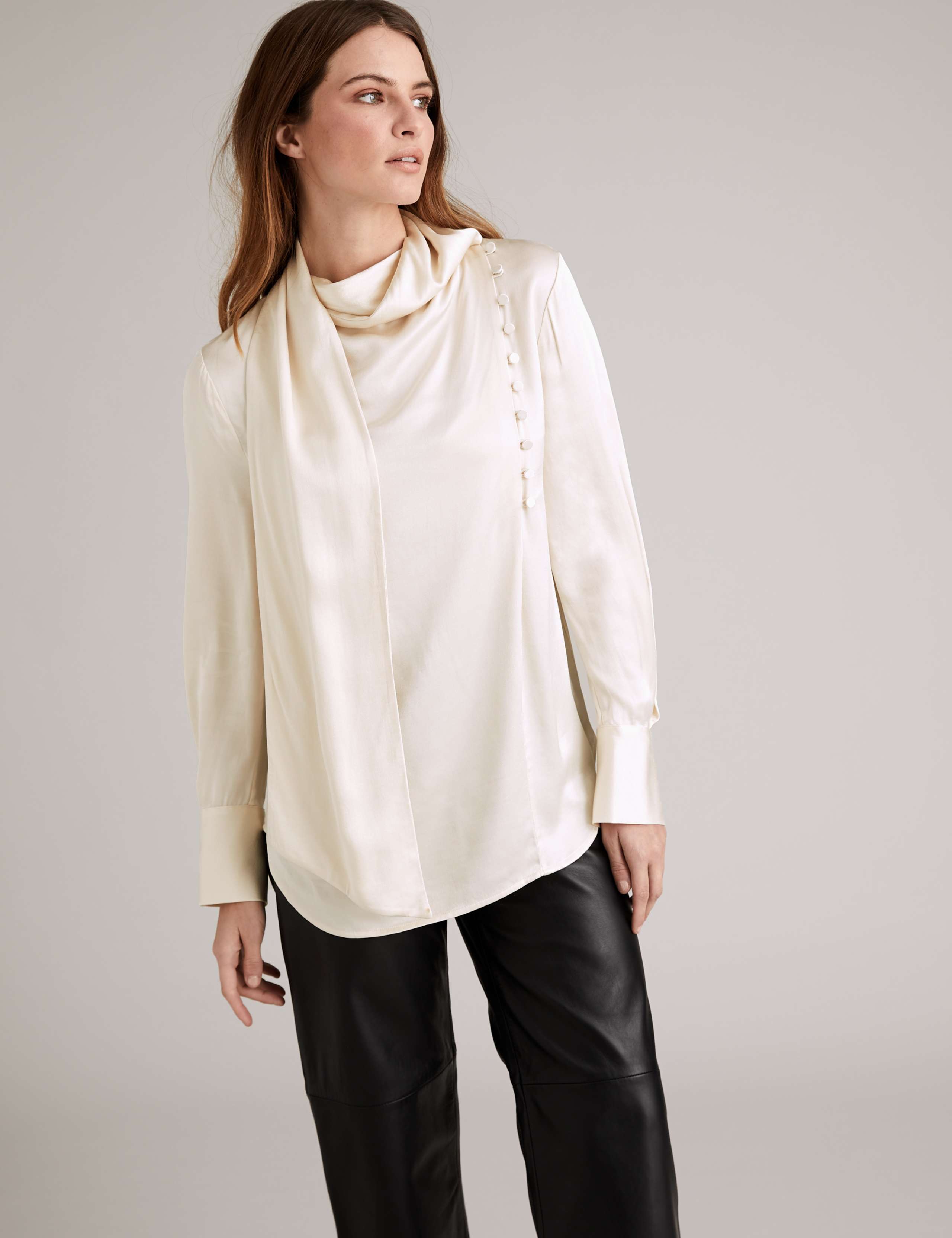 Satin Scarf Neck Button Detail Blouse 4 of 6