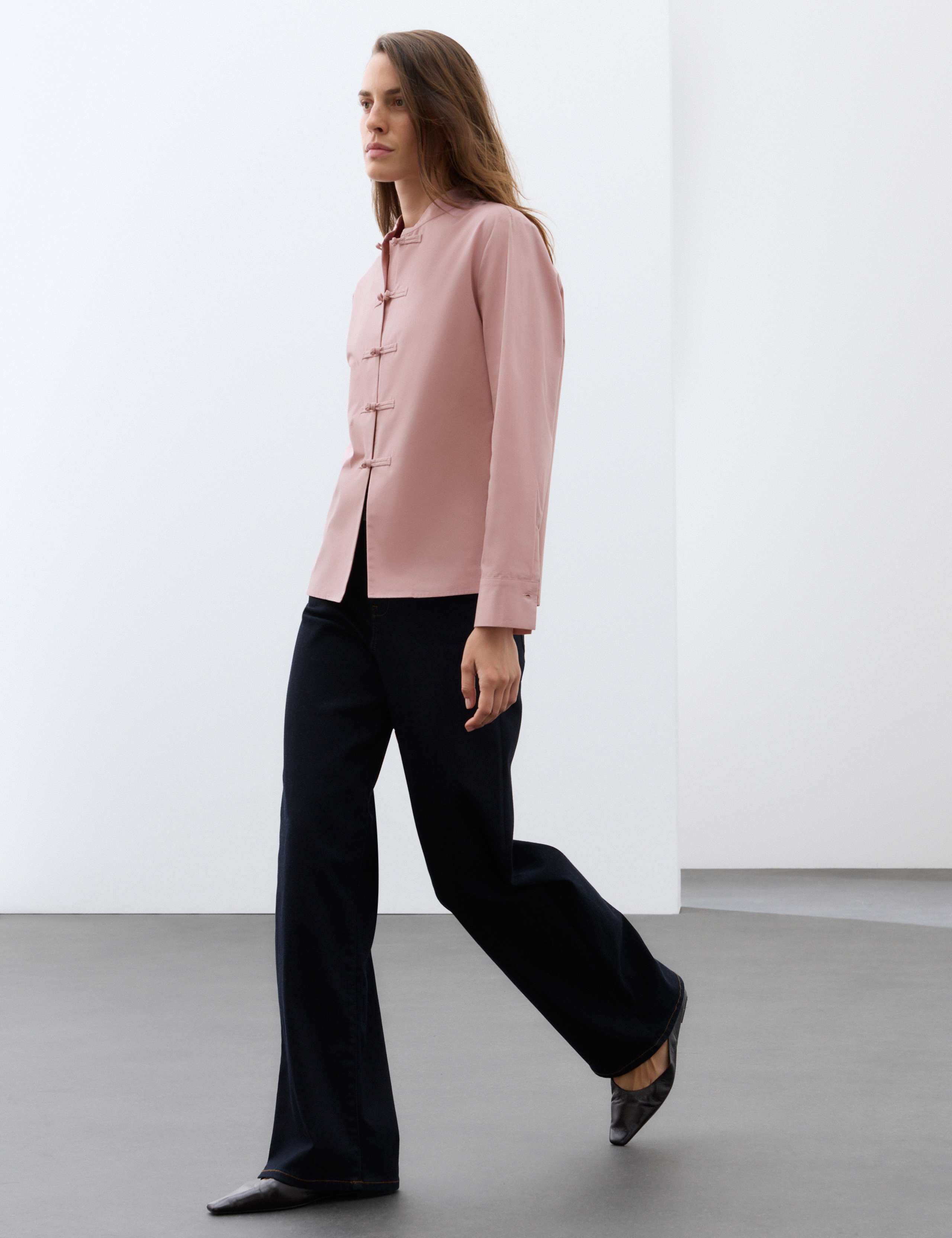 Pure Cotton High Neck Button Detail Blouse 3 of 5