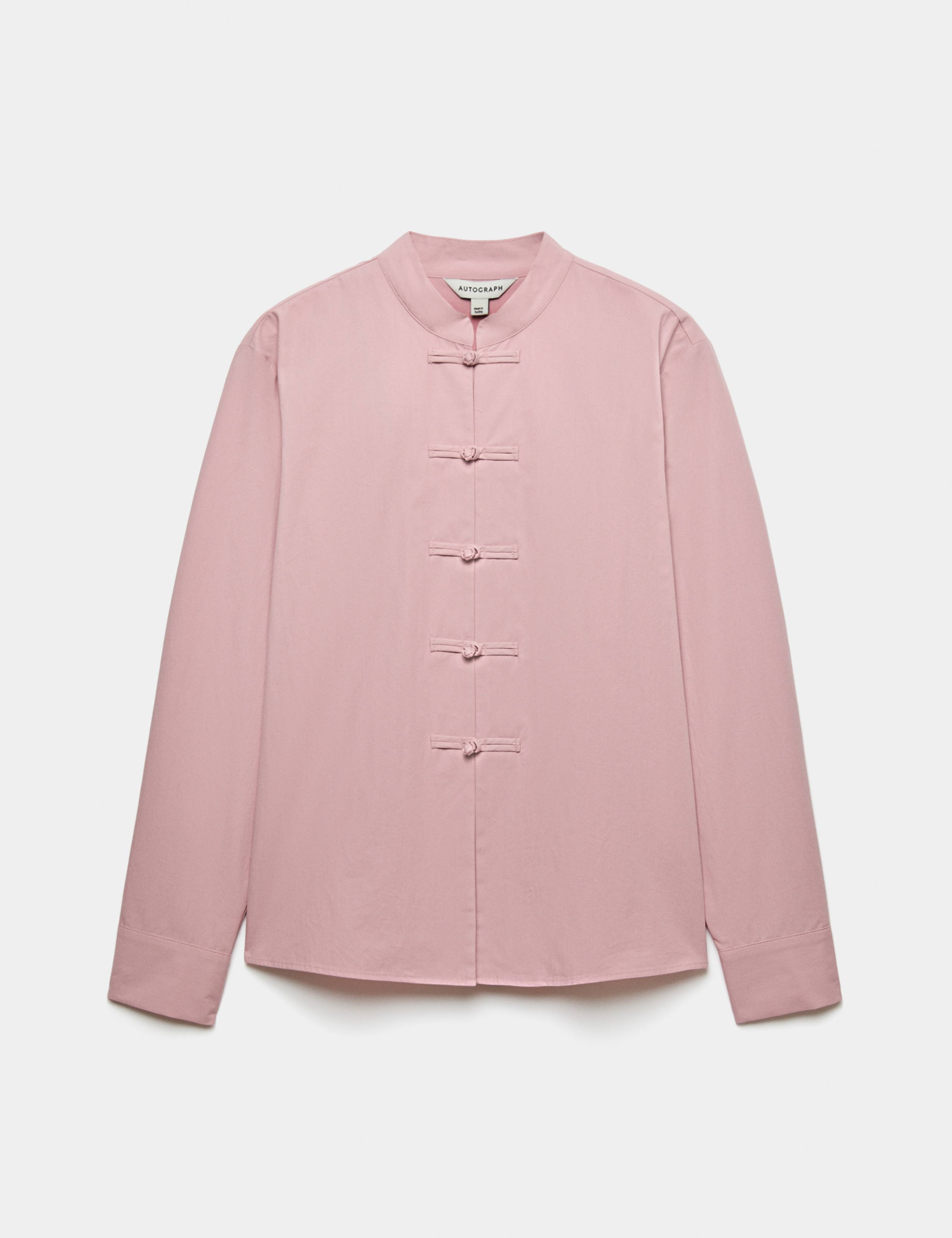 Pure Cotton High Neck Button Detail Blouse 1 of 1