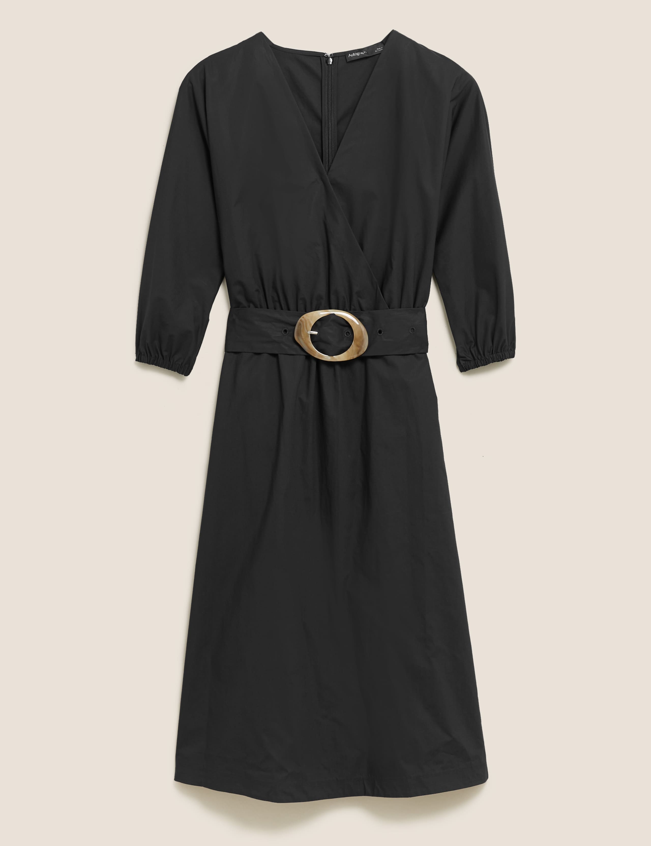 Pure Cotton V-Neck Belted Midi Dress 2 of 7