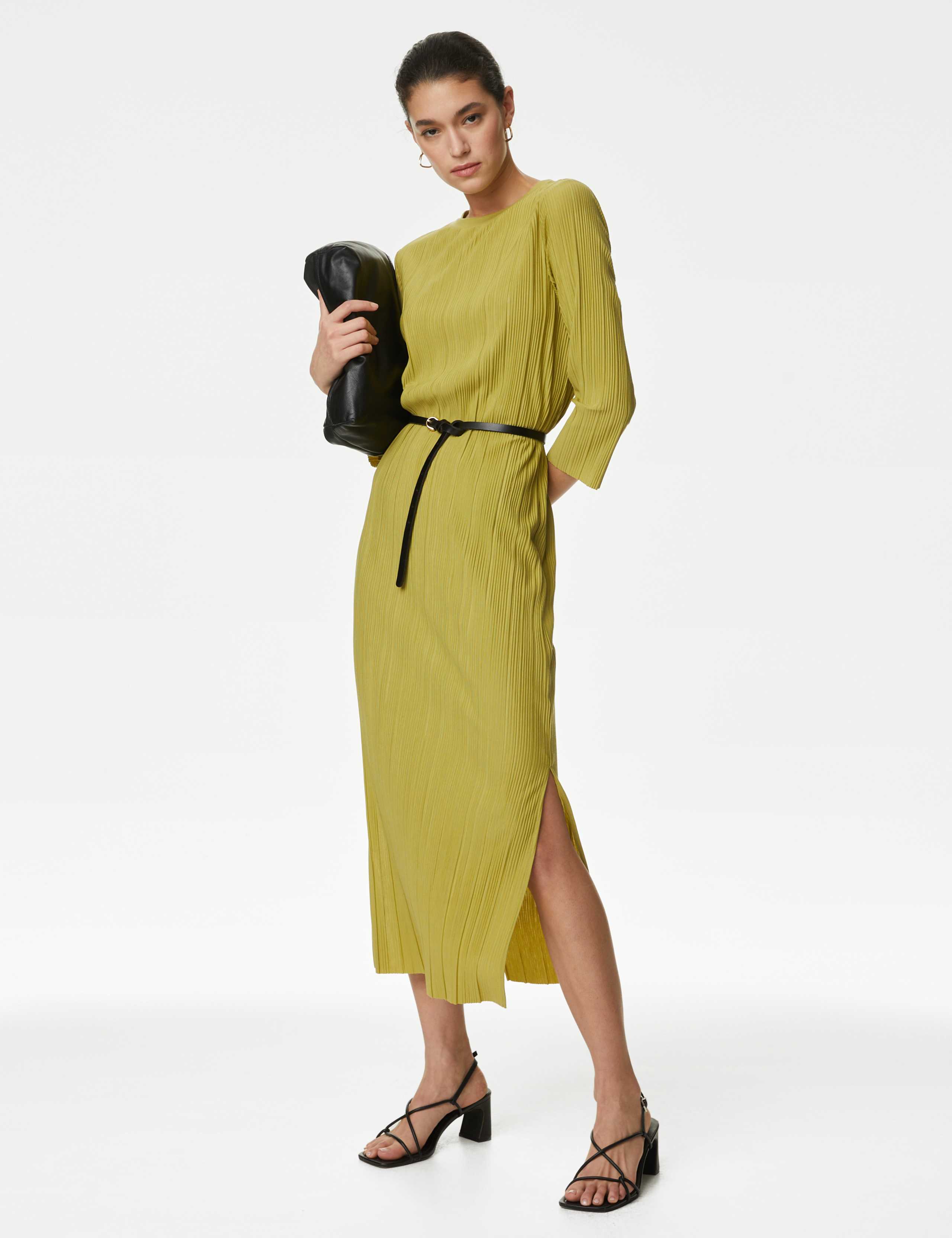 Jersey Plisse Round Neck Midaxi Column Dress 1 of 2